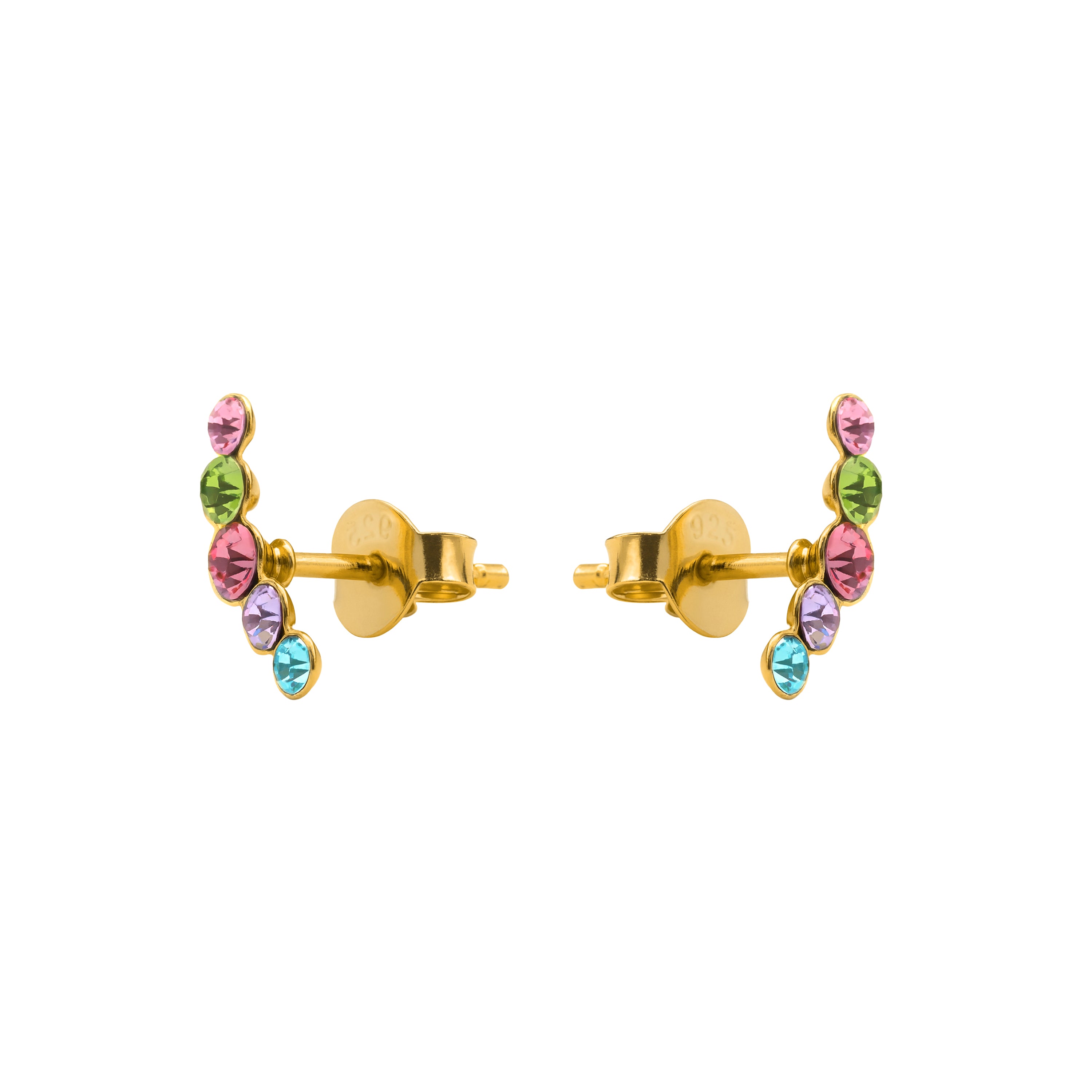 Pendientes de Plata de Ley 925 y Circonita Multicolor acabado en oro amarillo 18k - Kopar