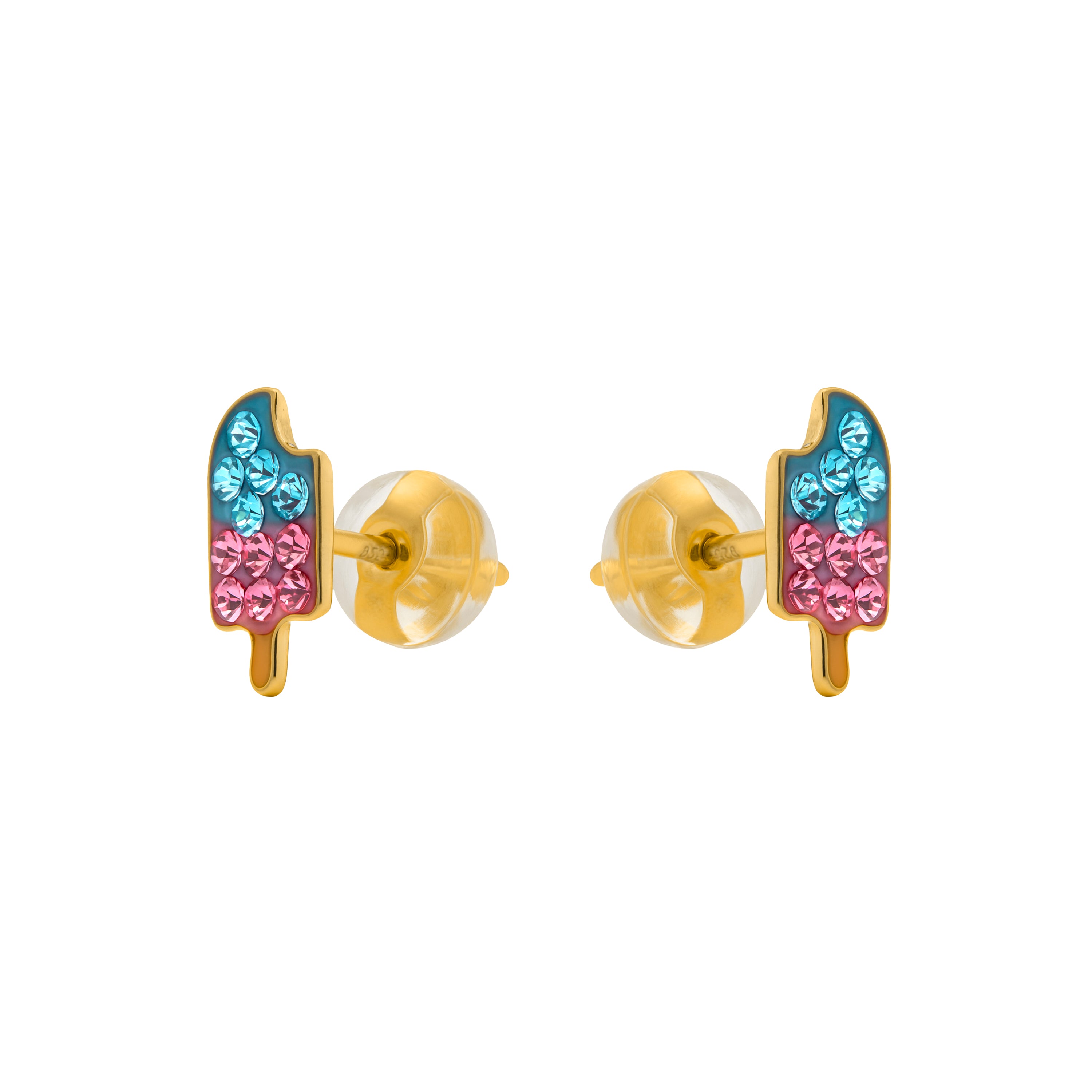 Pendientes de Plata de Ley 925 y Circonita Multicolor acabado en oro amarillo 18k - Yakai
