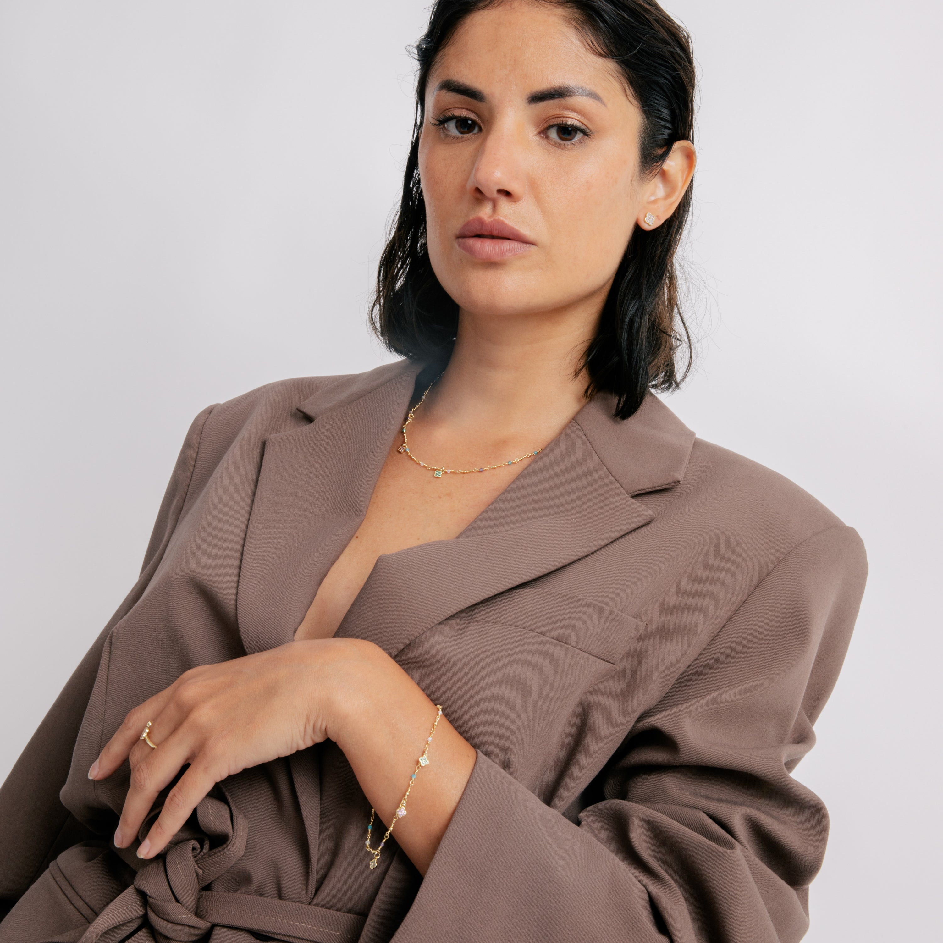 Pendientes de Plata de Ley 925 y Circonita Brillante acabado en oro amarillo 18k - Pasam