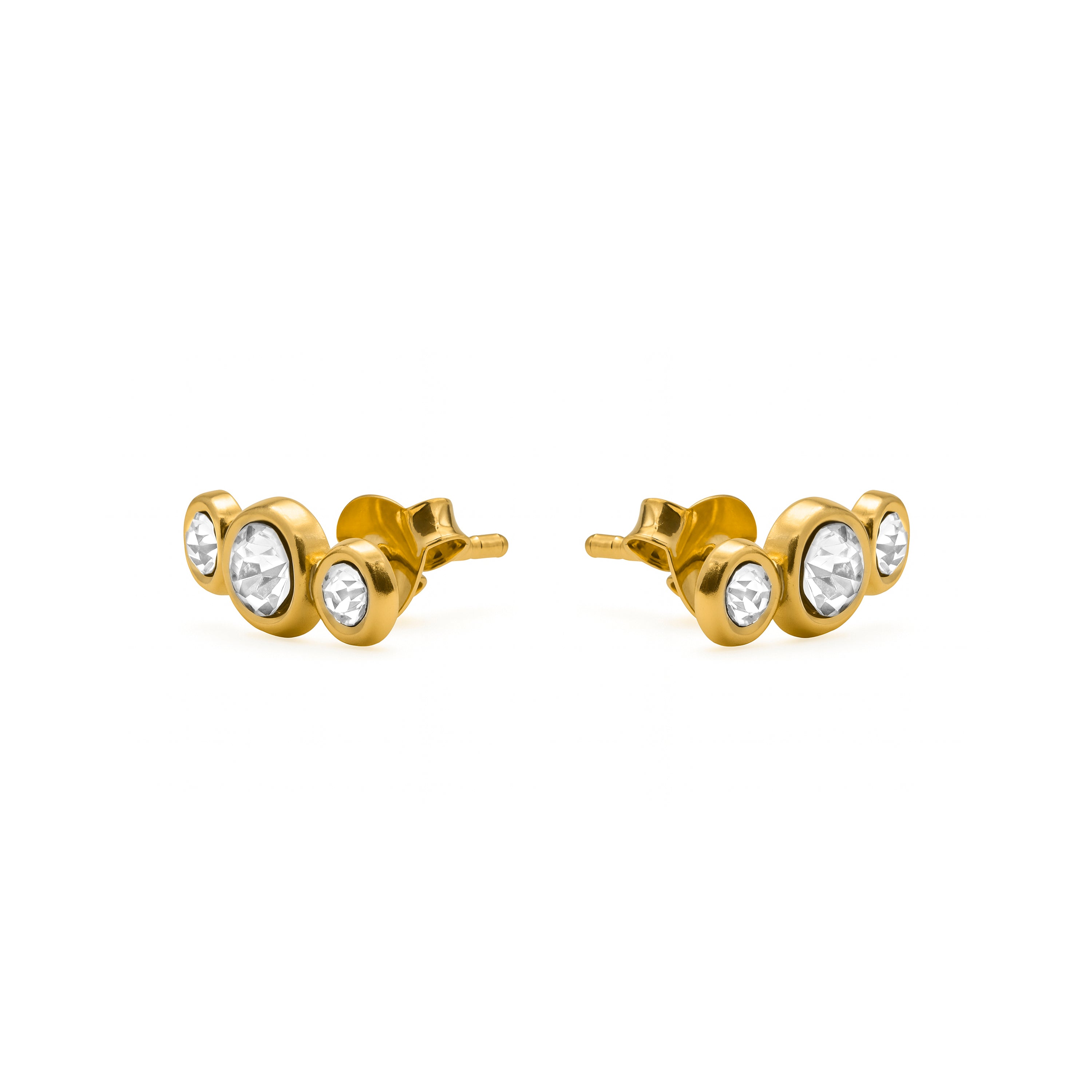 Pendientes de Plata de Ley 925 y Circonita Brillante acabado en oro amarillo 18k - Baid