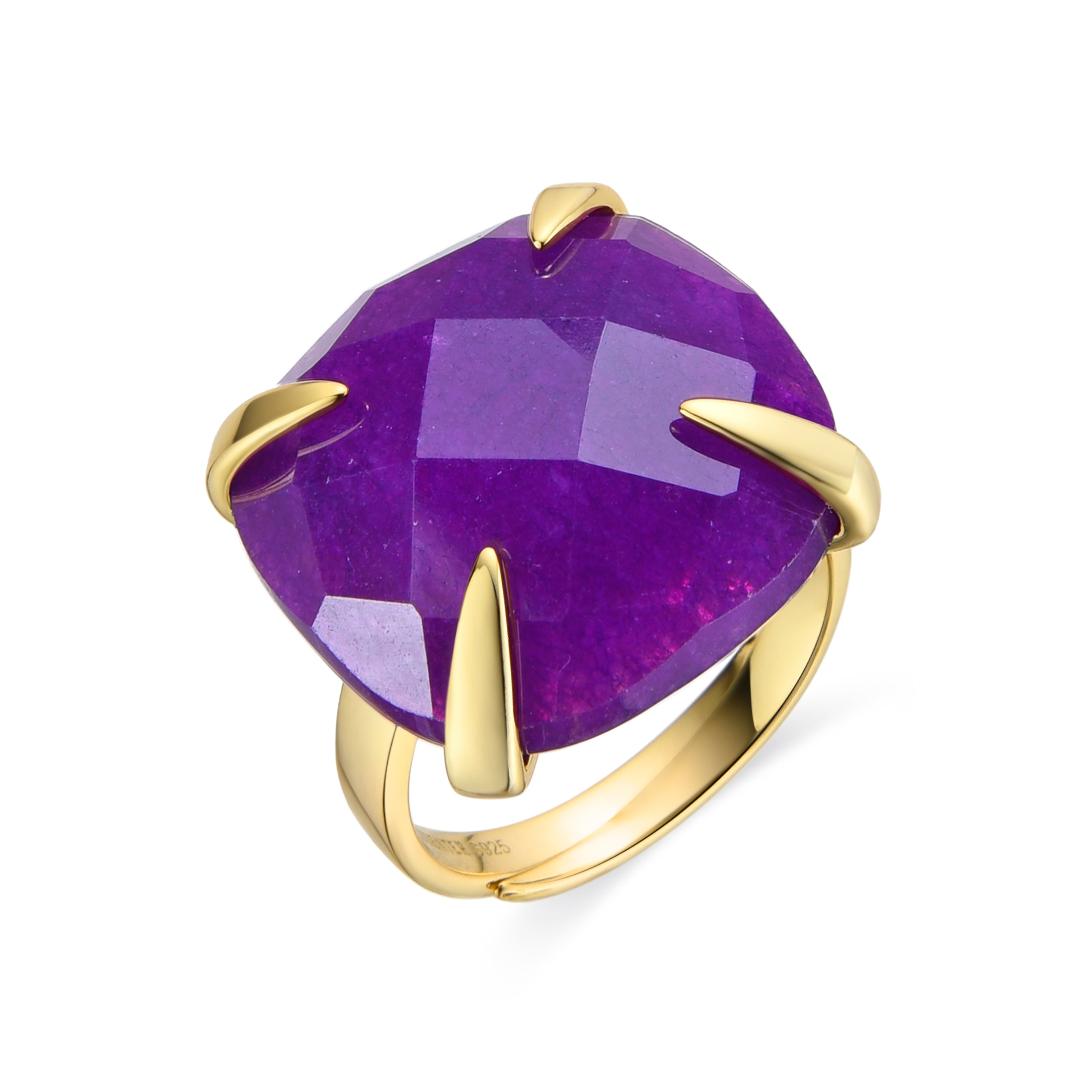 Pendientes de Plata de Ley 925 y Cuarzo Hidrotermal Amatista acabados en oro amarillo de 18k - Timbur