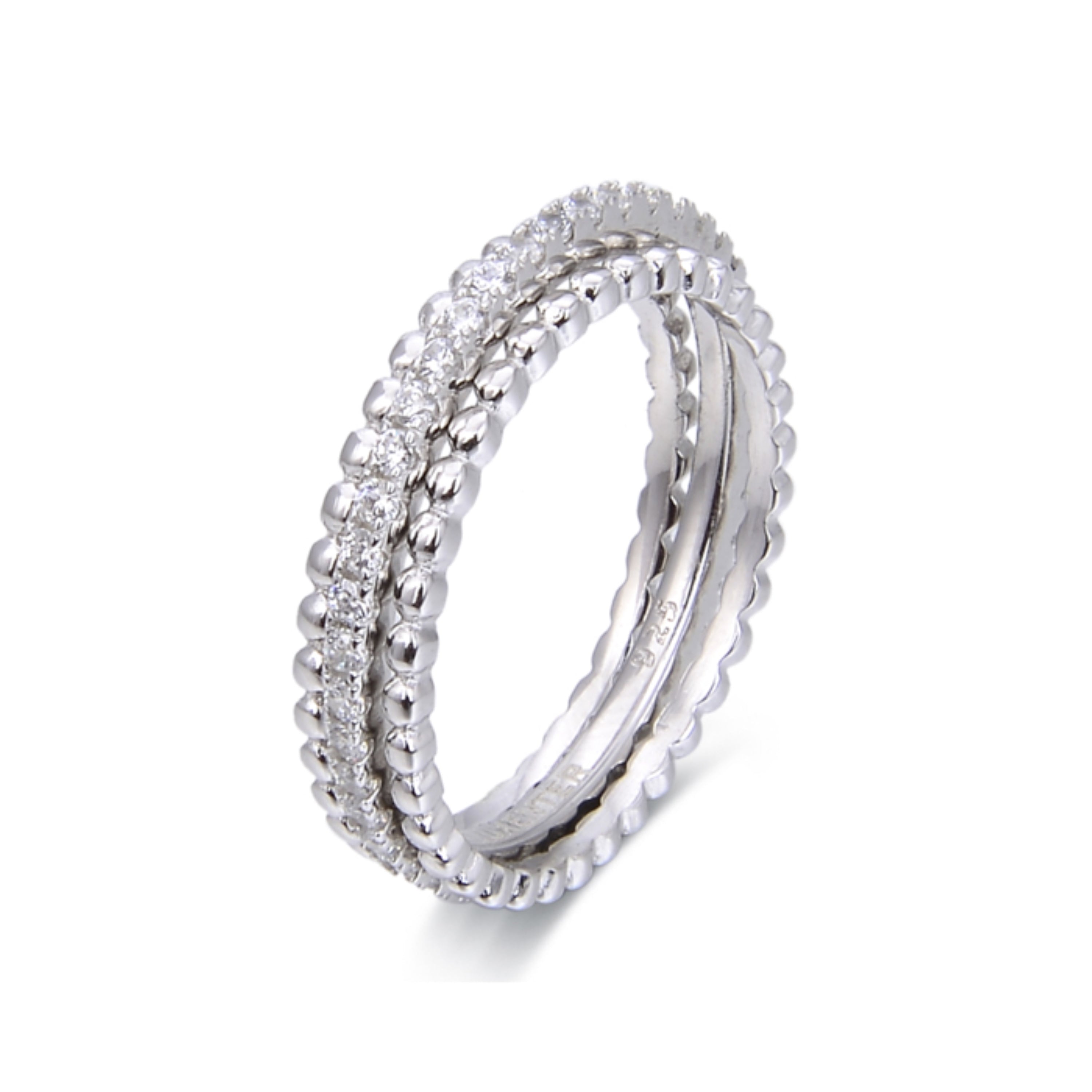 Anillo de Plata de Ley 925 con Circonita Brillante acabado en rodio - Sesaf