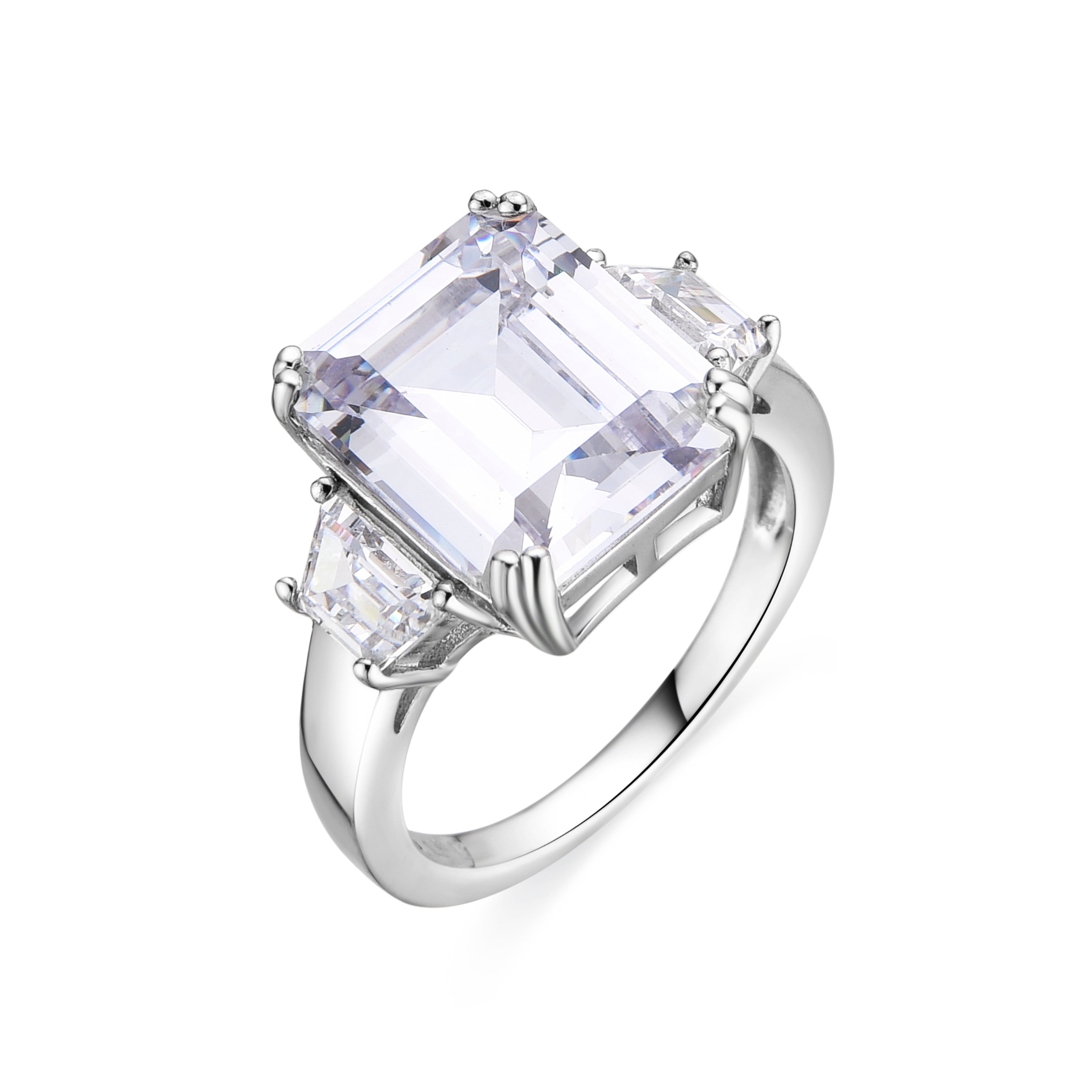 Anillo de Plata de Ley 925 y Circonita Brillante acabado en rodio - Asju