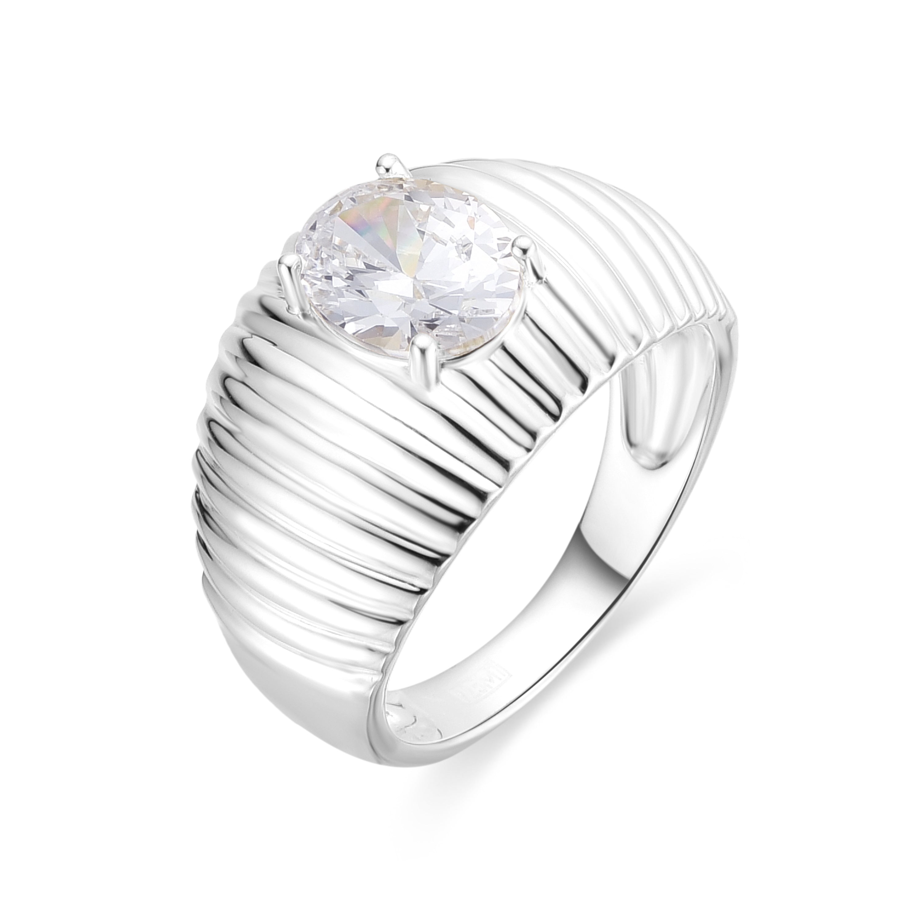 925er Sterlingsilberring mit funkelndem Zirkonia und Rhodium-Finish - Metri