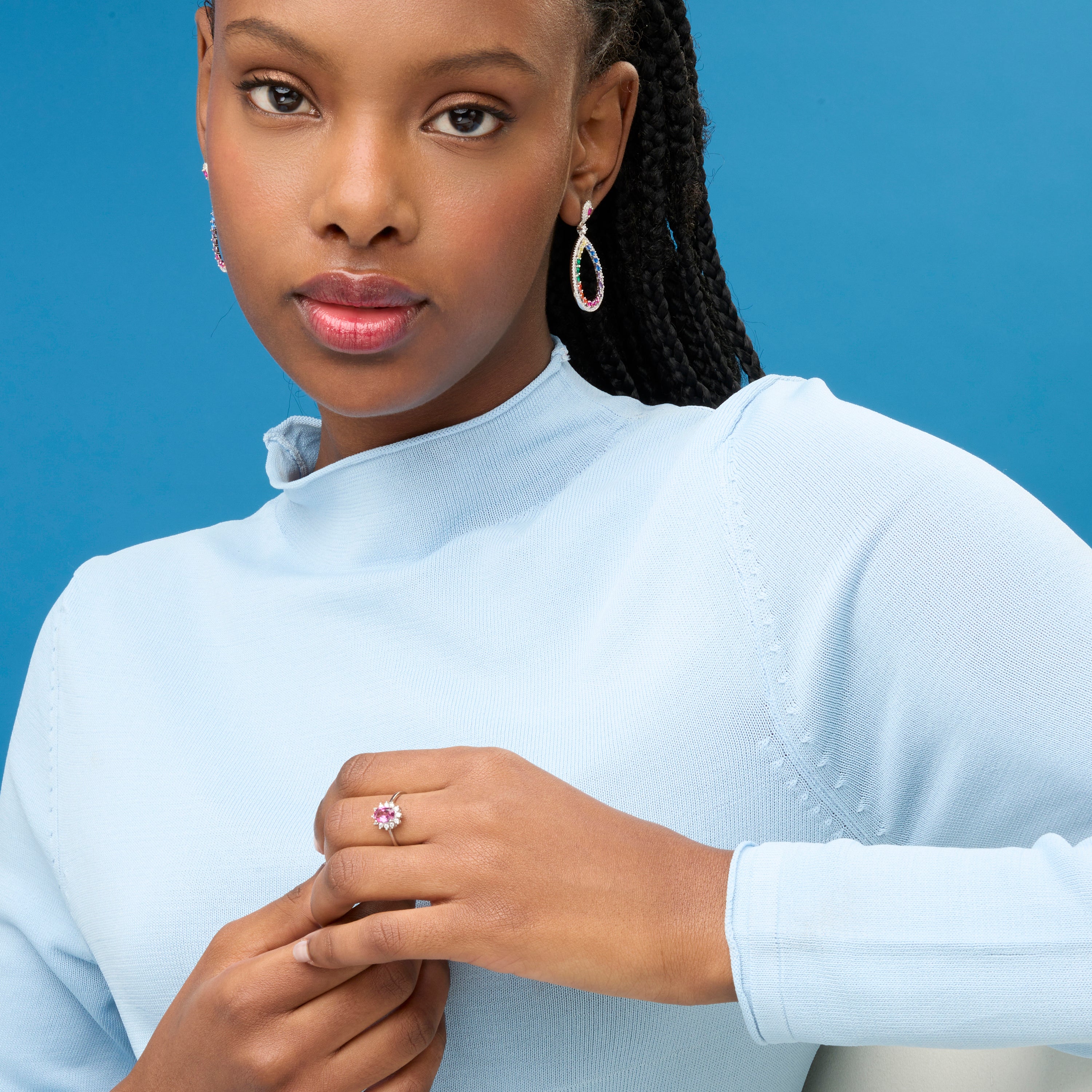 Anillo de Plata de Ley 925 con Topacio Rosa Natural acabado en rodio - Lirian