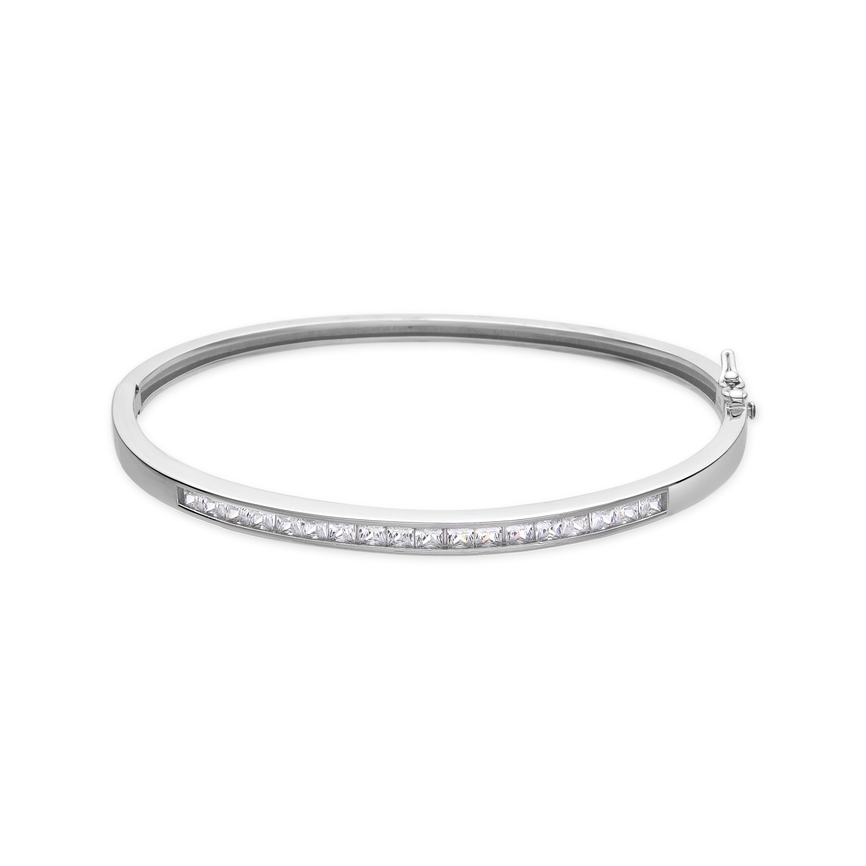 Pulsera de Plata de Ley 925 con Circonita Brillante acabada en rodio - Carrilito