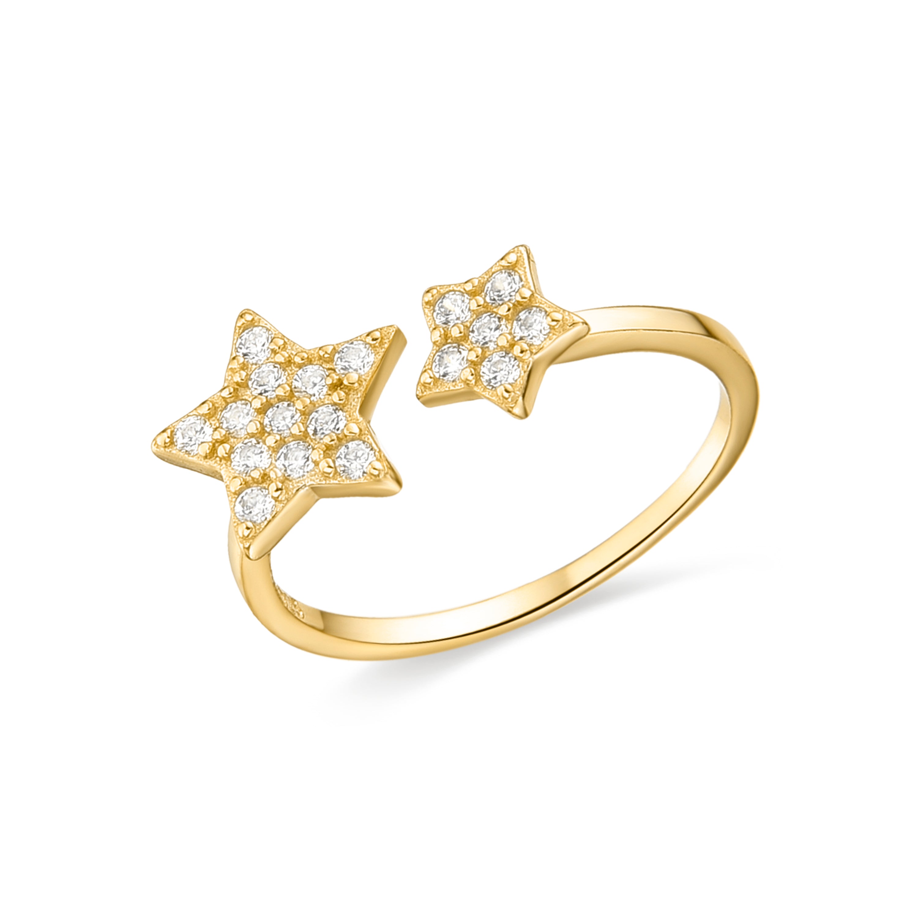 Anillo de Plata de Ley 925 con Circonita Brillante acabado en oro amarillo de 18K - Familia