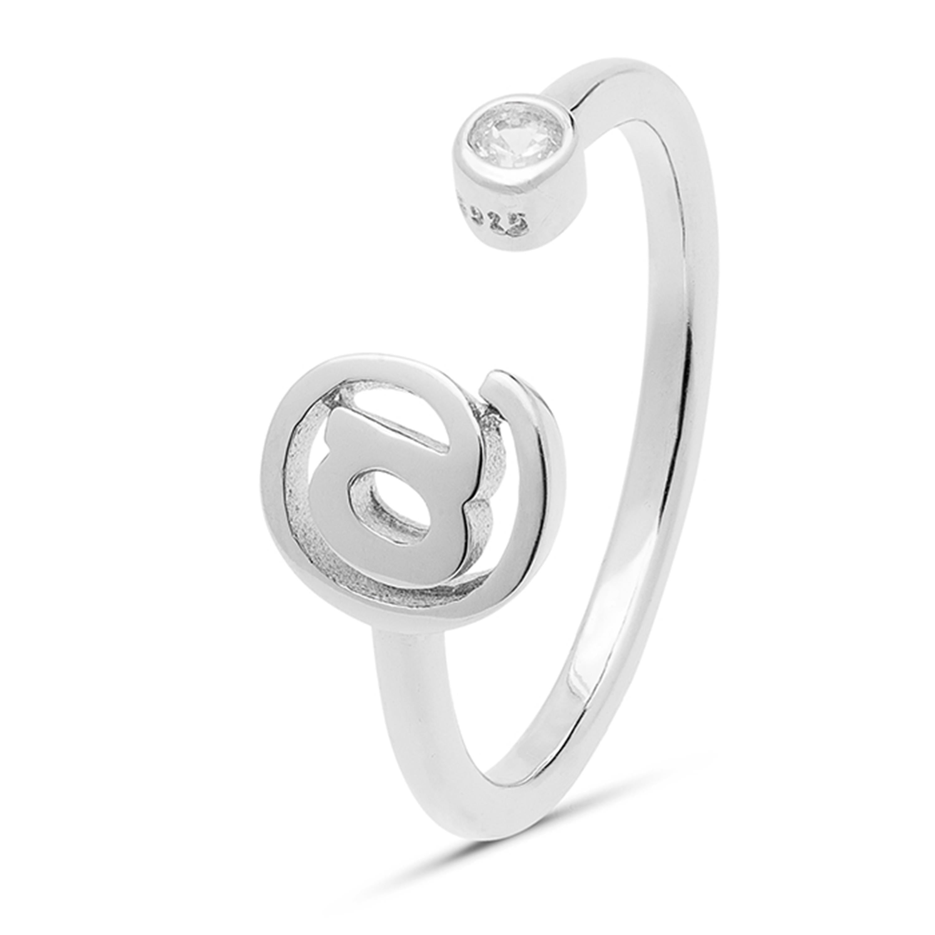 Anillo de Plata de Ley 925 con Circonita Brillante acabado en rodio - Alphabet