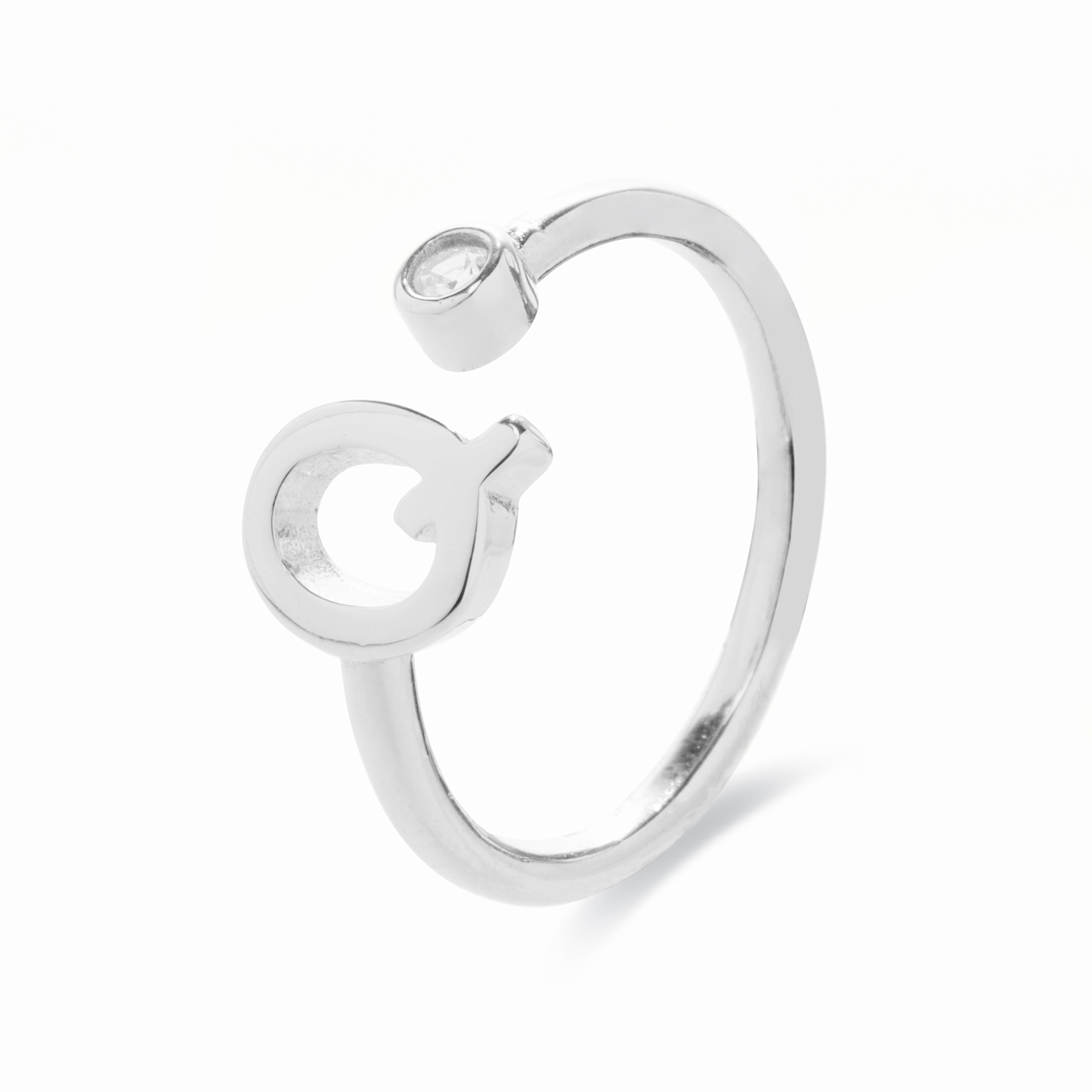 Anillo de Plata de Ley 925 con Circonita Brillante acabado en rodio - Alphabet