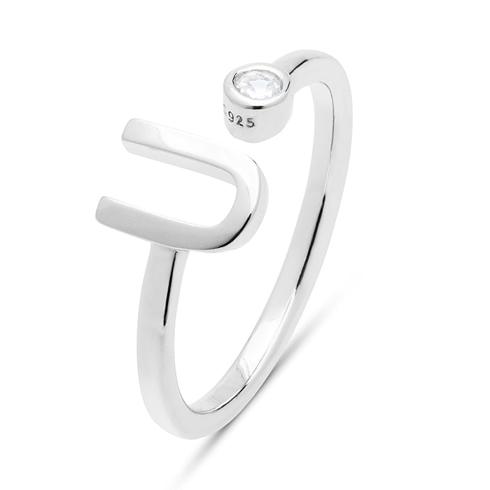 Anillo de Plata de Ley 925 con Circonita Brillante acabado en rodio - Alphabet