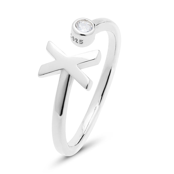 Anillo de Plata de Ley 925 con Circonita Brillante acabado en rodio - Alphabet