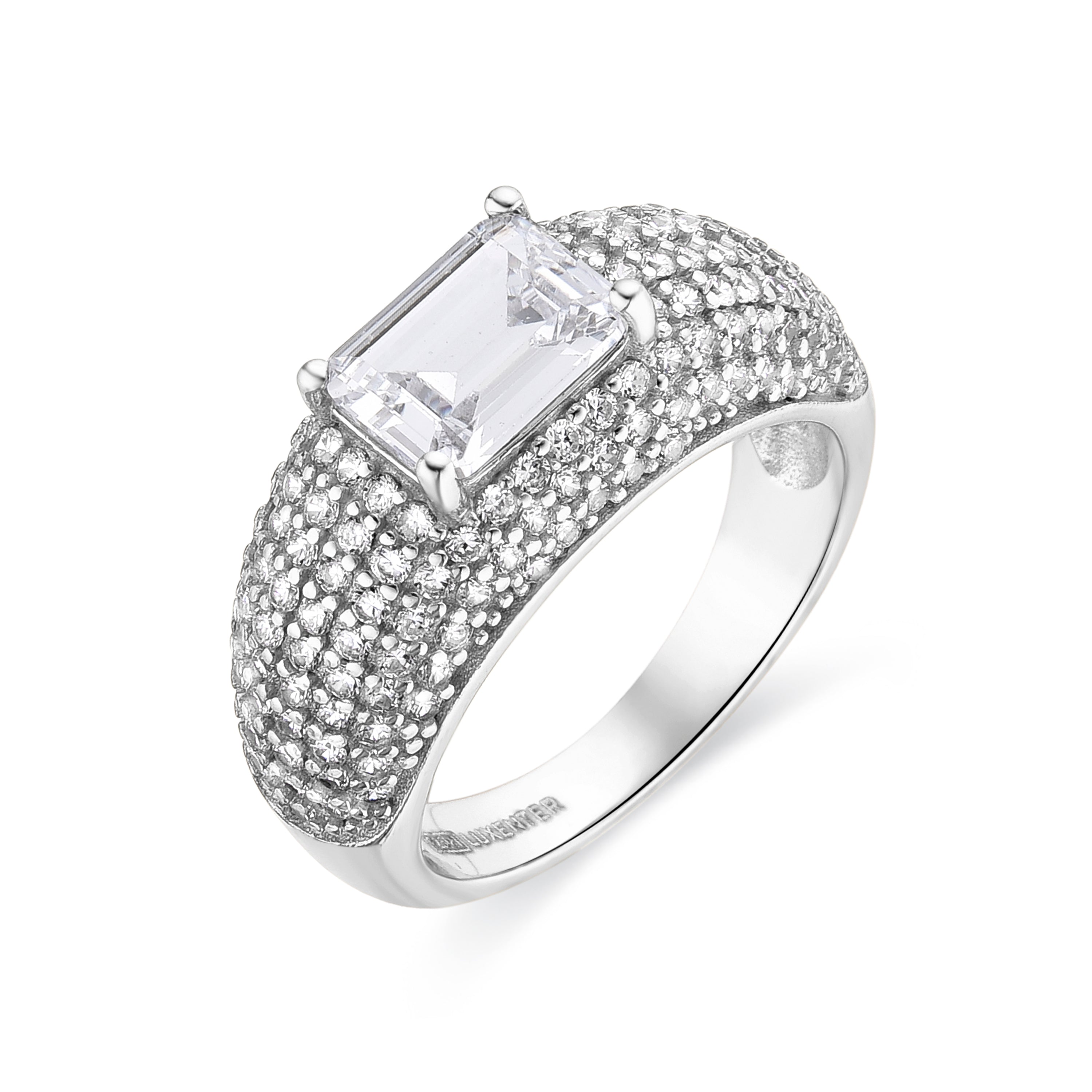 Anillo de Plata de Ley 925 con Circonita Brillante acabado en rodio - Tany