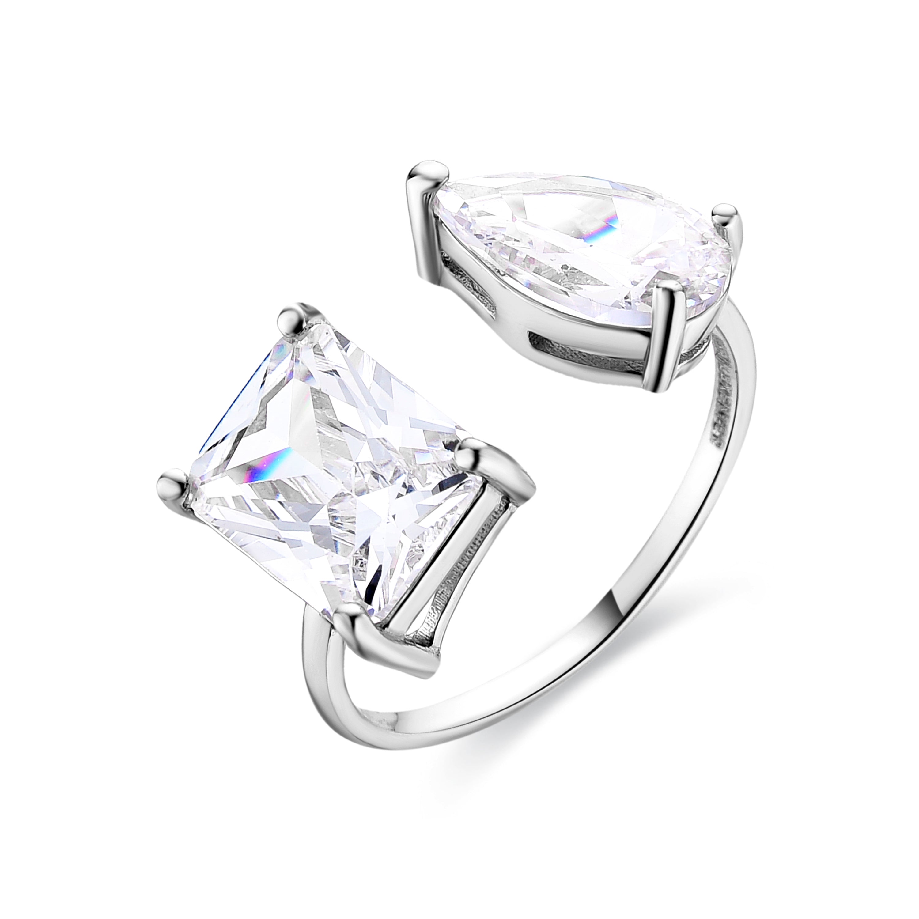 Anillo de Plata de Ley 925 con Circonita Brillante acabado en rodio - Malor