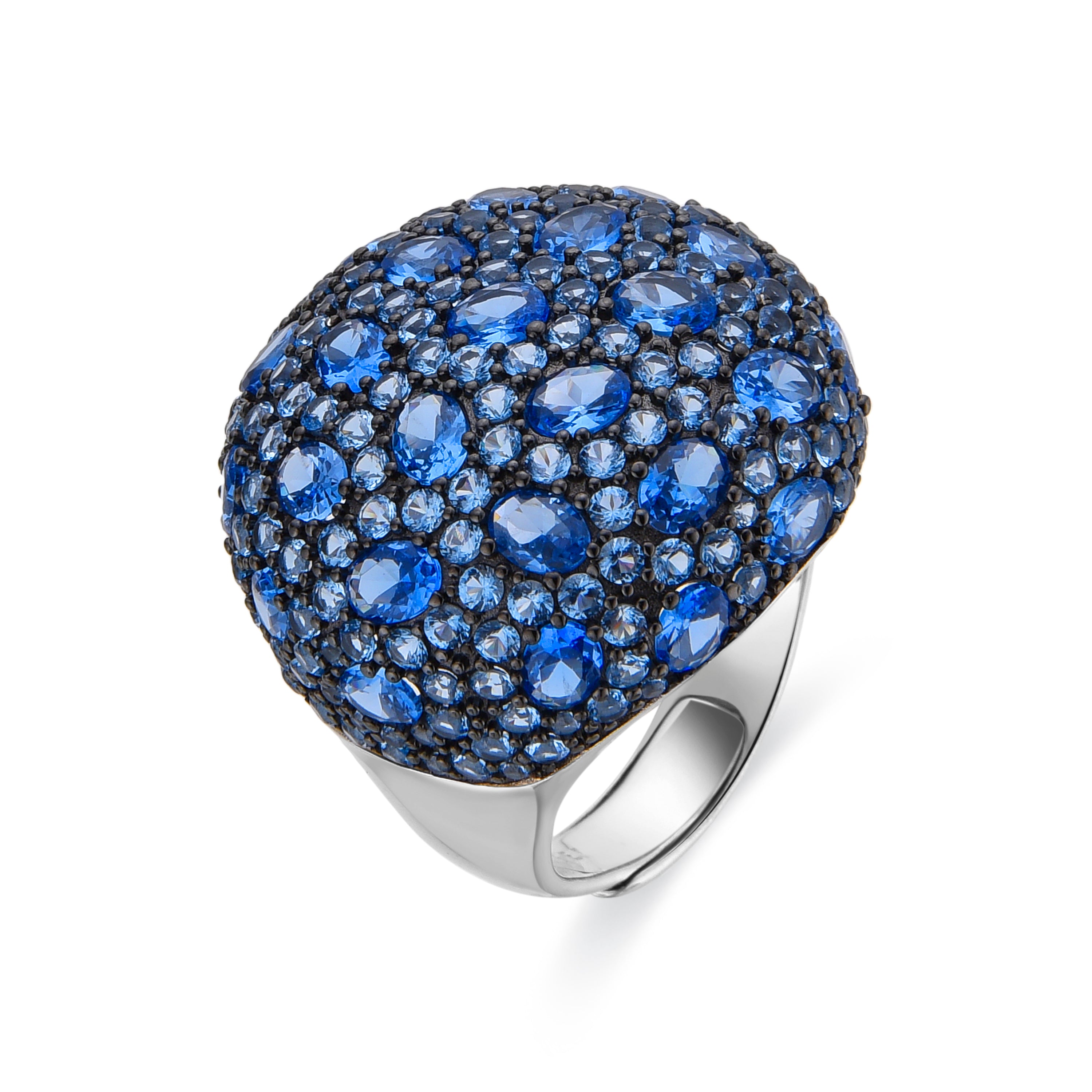 Anillo de Plata de Ley 925 y Circonita Zafiro acabado en rodio - Rikao