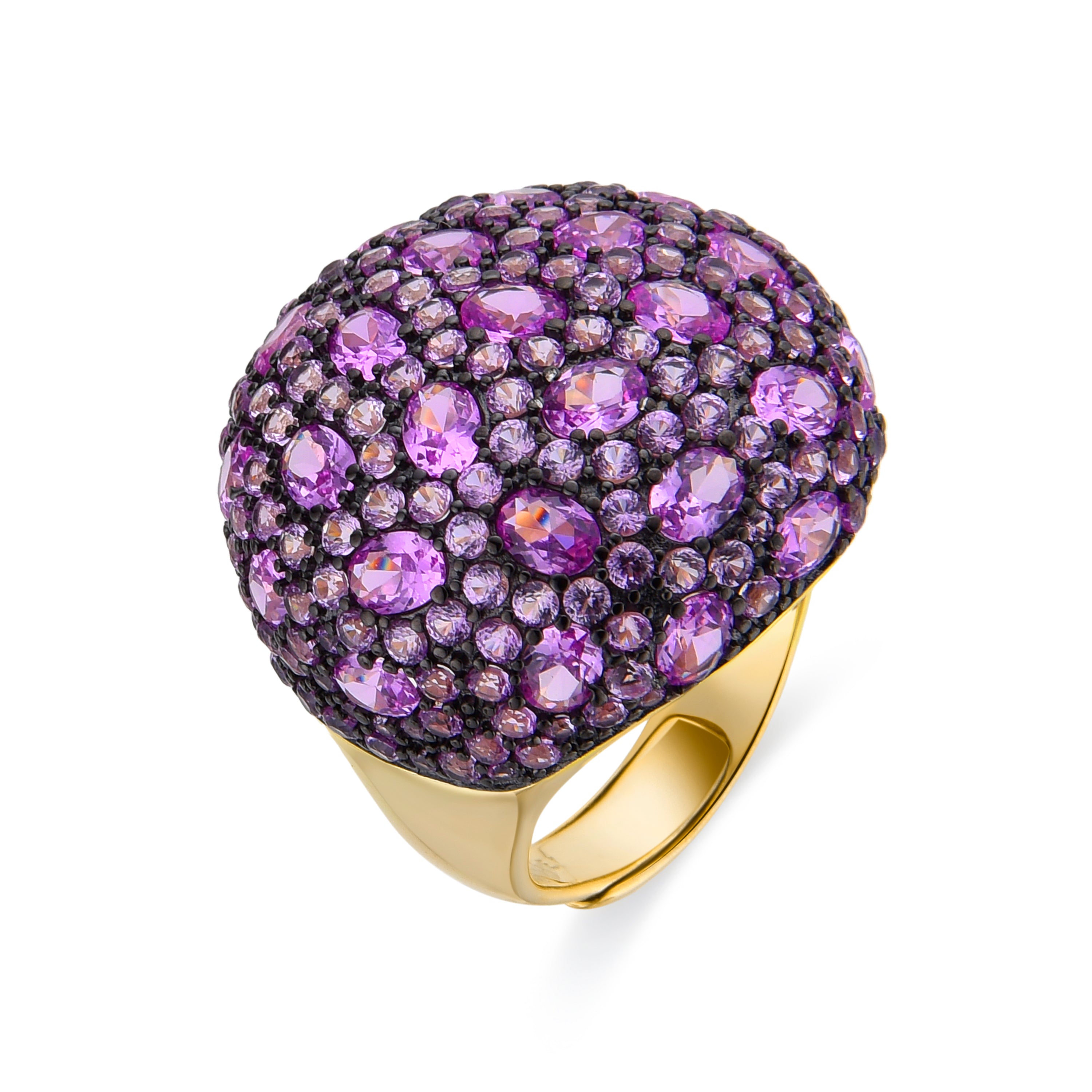 Anillo de Plata de Ley 925 y Circonita Rubí acabado en oro amarillo de 18k - Rikao