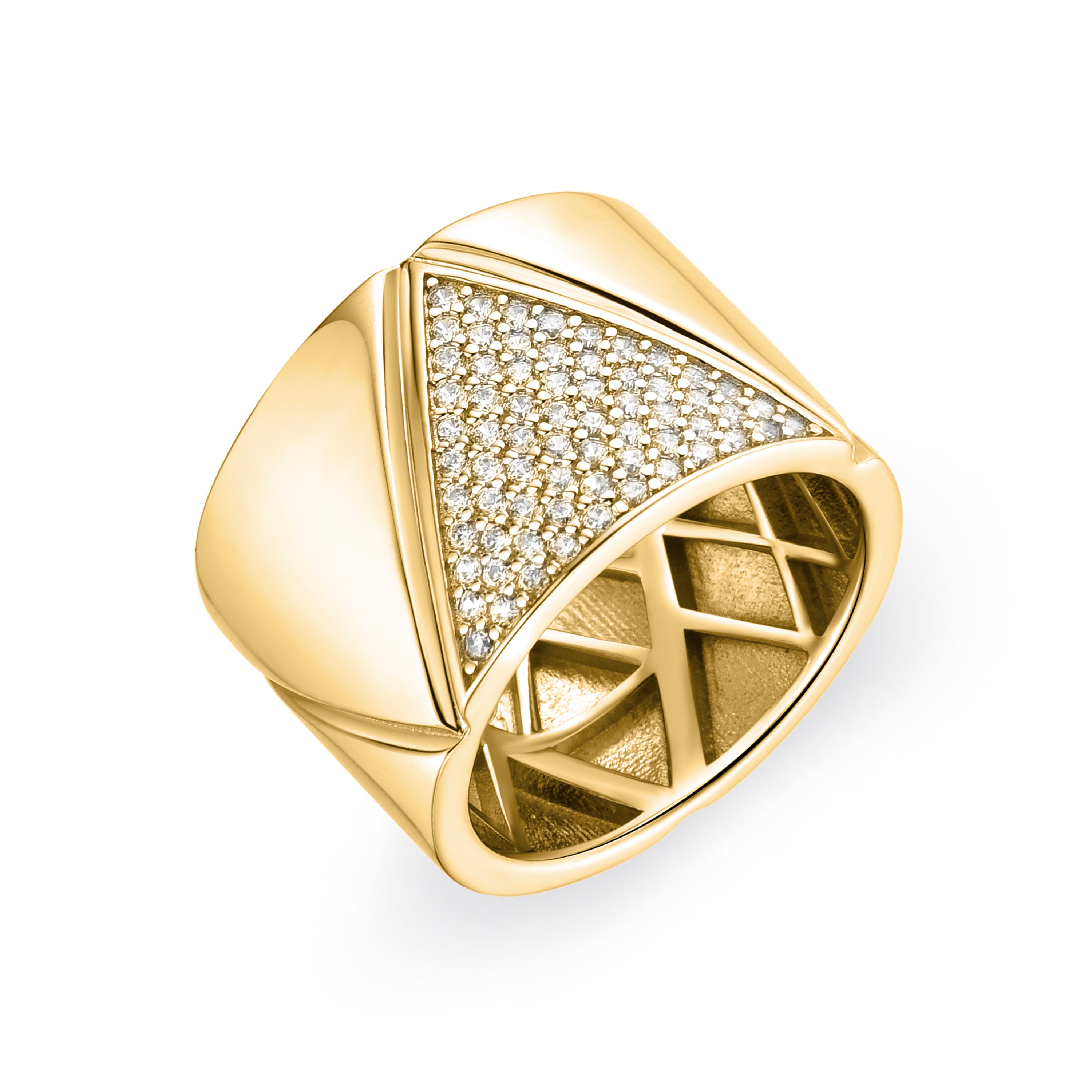 Anillo de Plata de Ley 925 y Circonita Brillante acabado en oro amarillo de 18k - Suki