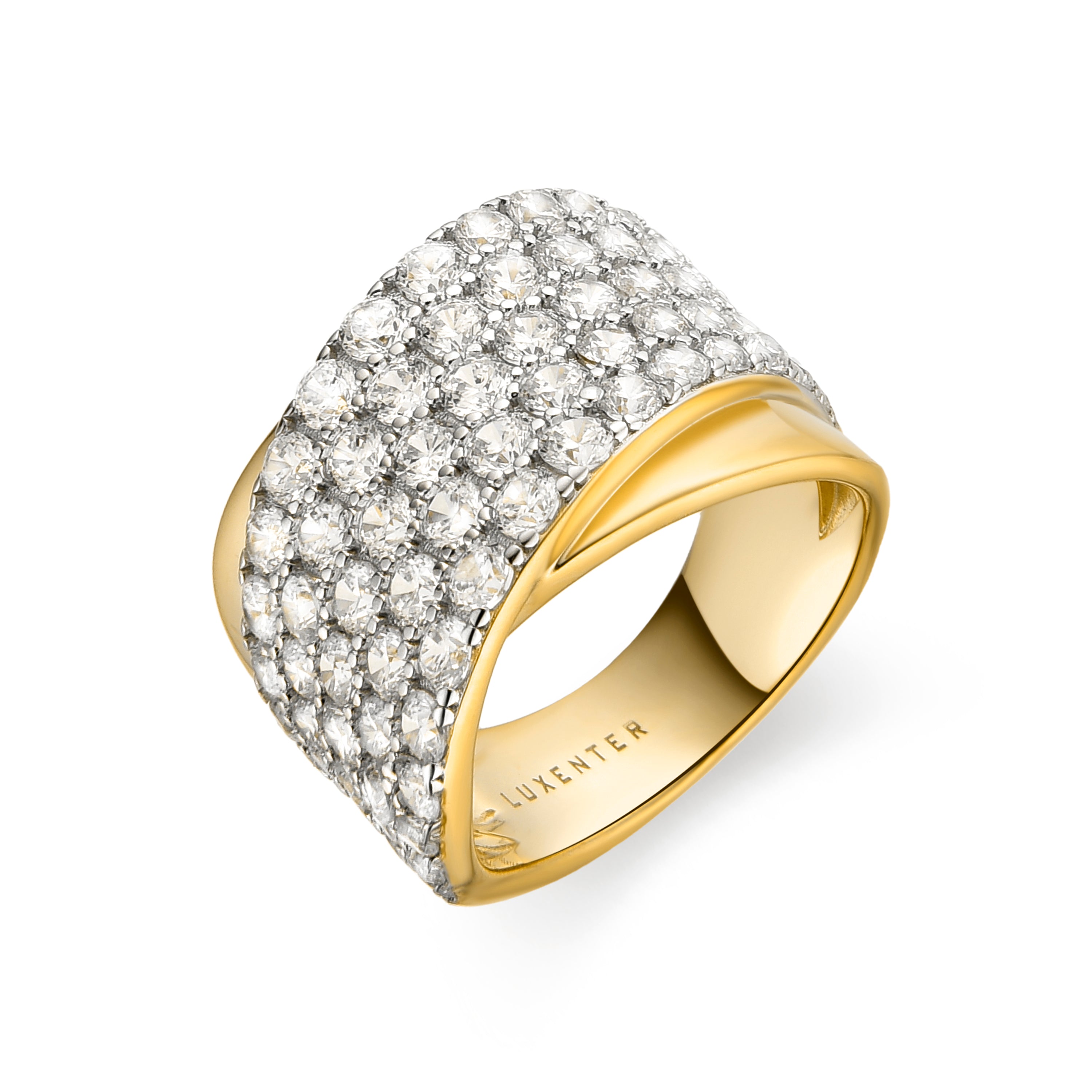 Anillo de Plata de Ley 925 y Circonita Brillante acabado en oro amarillo de 18k - Lainak