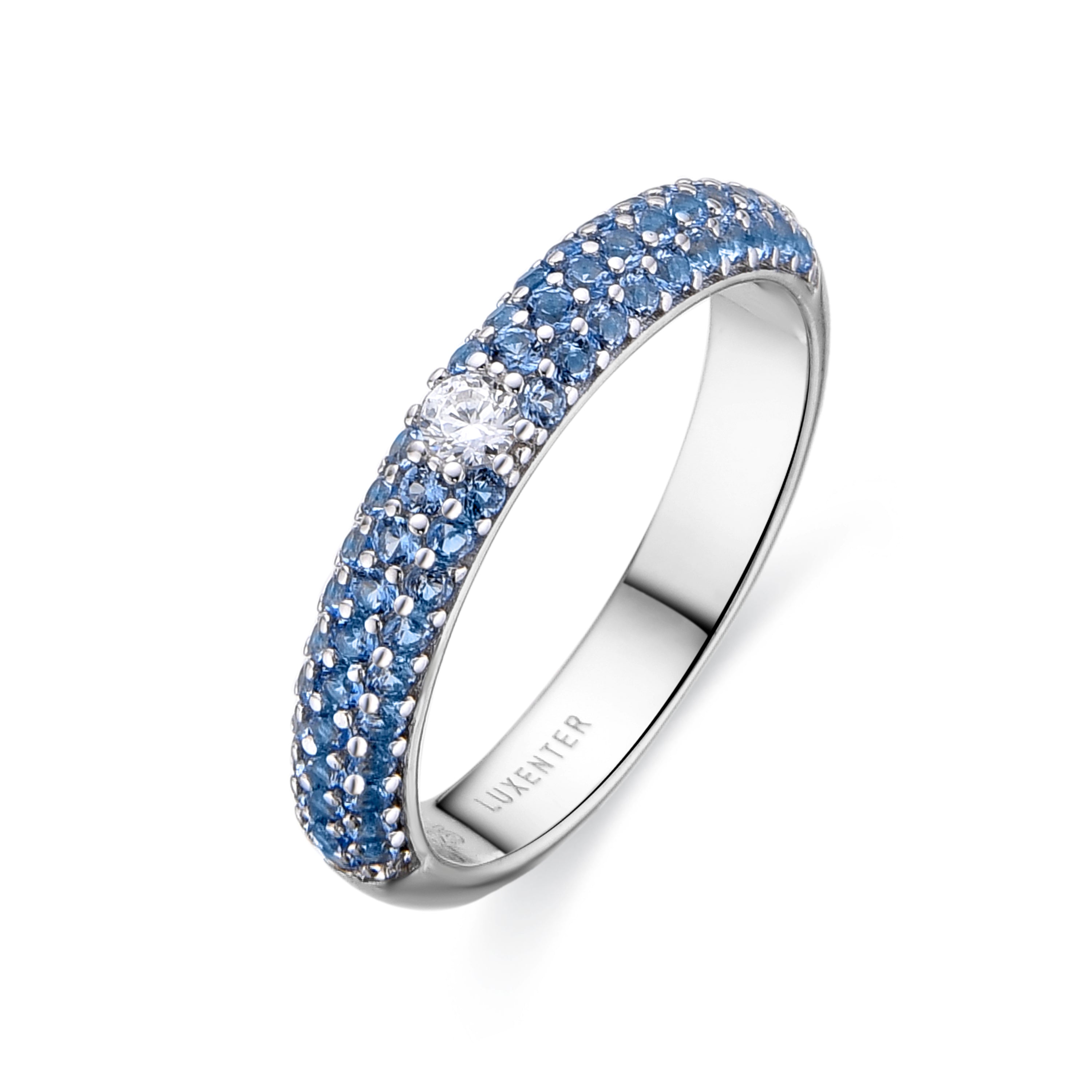 Anillo de Plata de Ley 925 y Circonita Zafiro acabado en rodio - Ontary