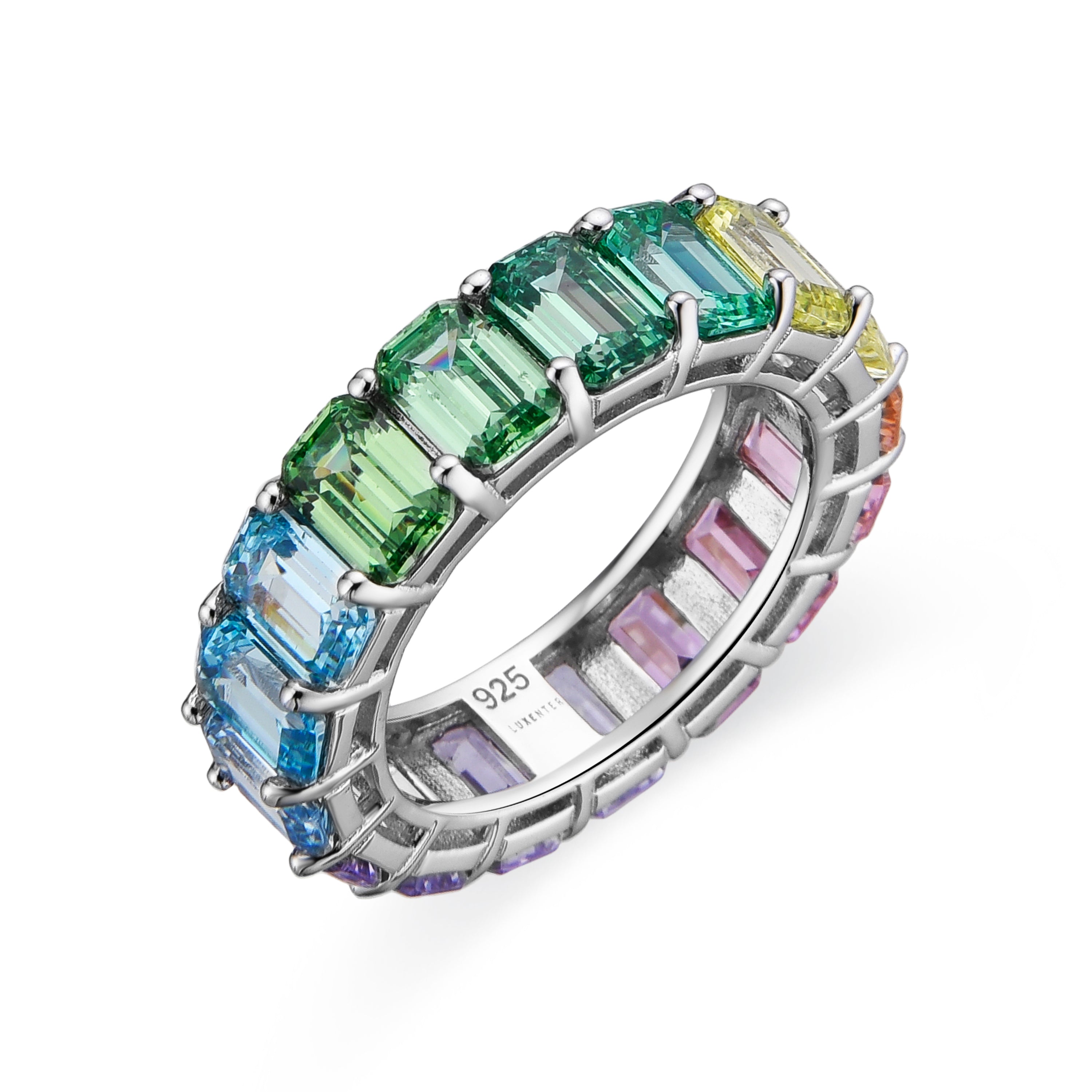 Anillo de Plata de Ley 925 y Circonita Multicolor acabado en rodio - Syruo