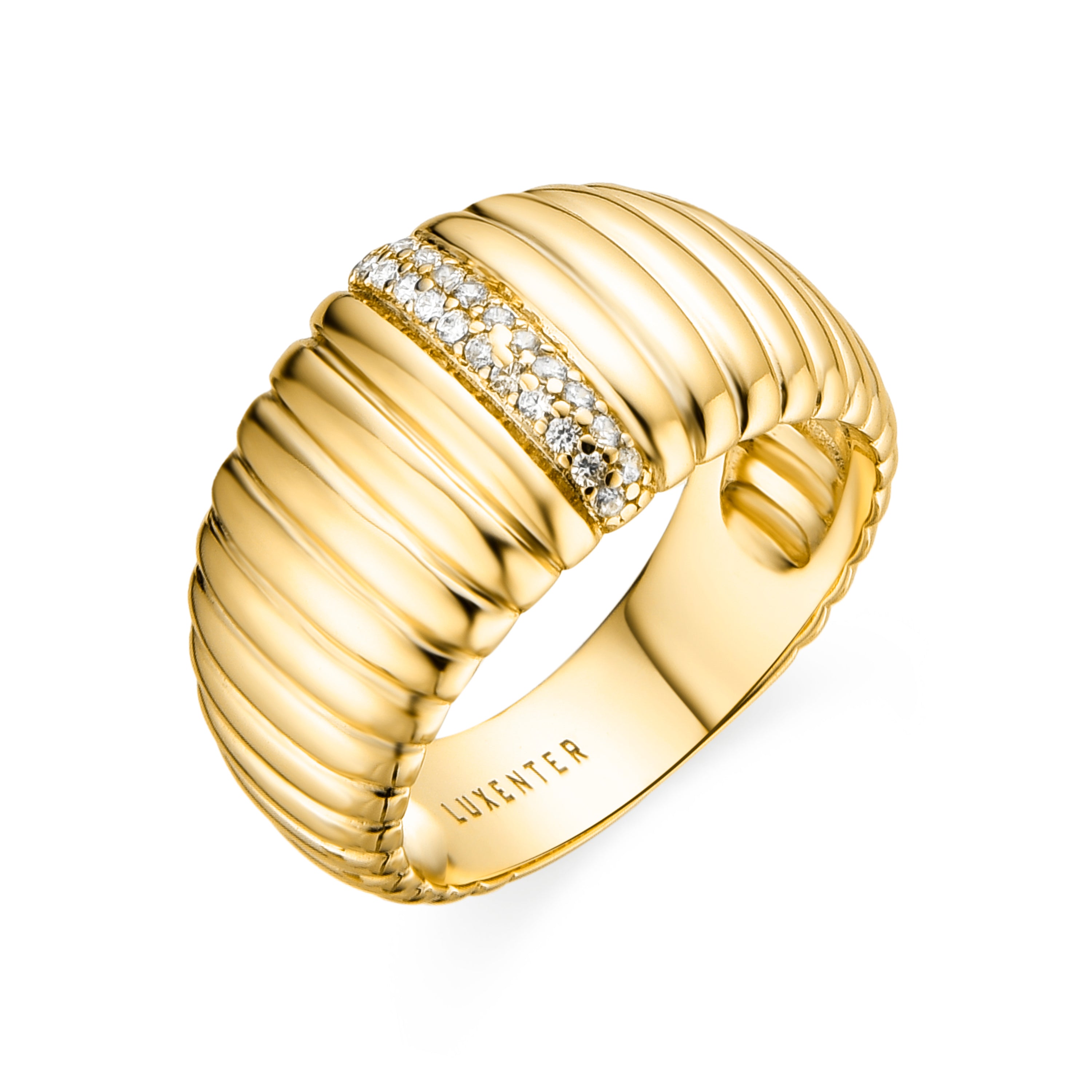 Anillo de Plata de Ley 925 y Circonita Brillante acabado oro 18k - Dorane