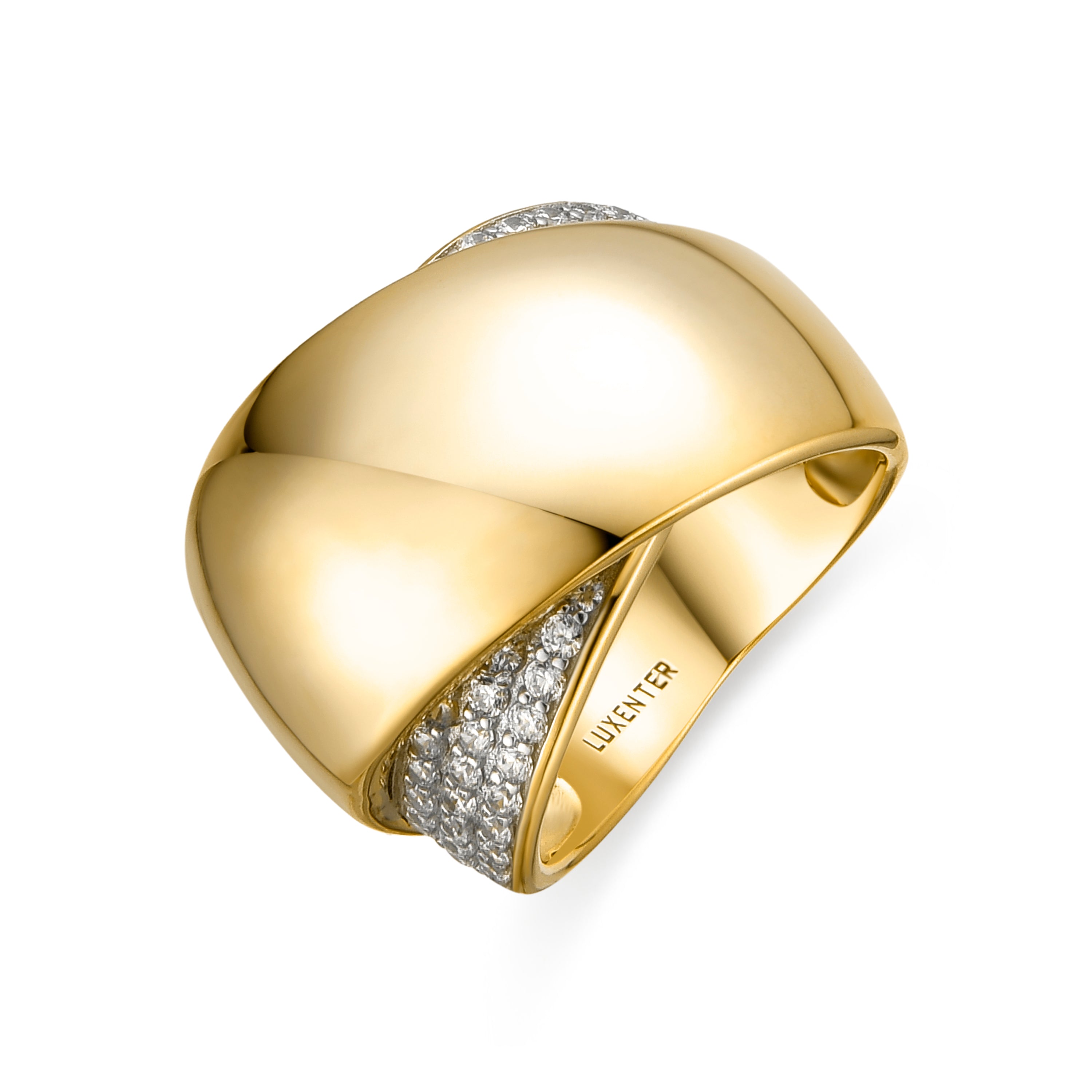 Ring aus 925er Sterlingsilber und funkelndem Zirkonia mit 18k Gelbgold-Finish - Copim