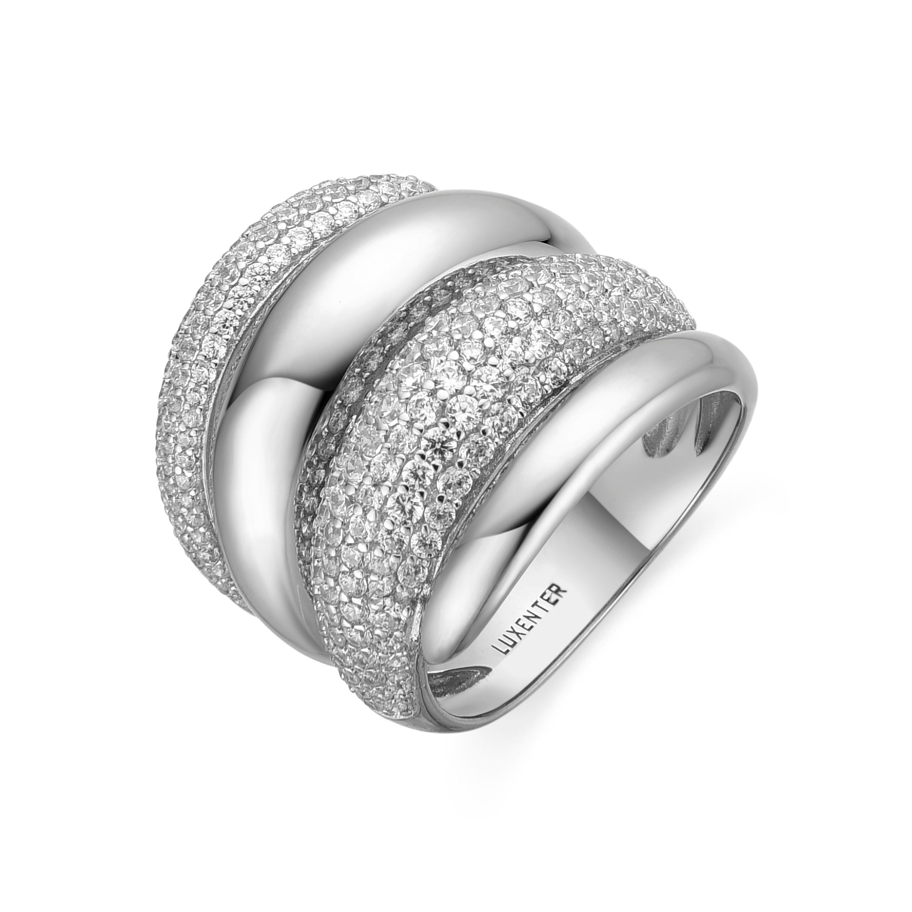 Anillo de Plata de Ley 925 y Circonita Brillante acabado rodio - Nema