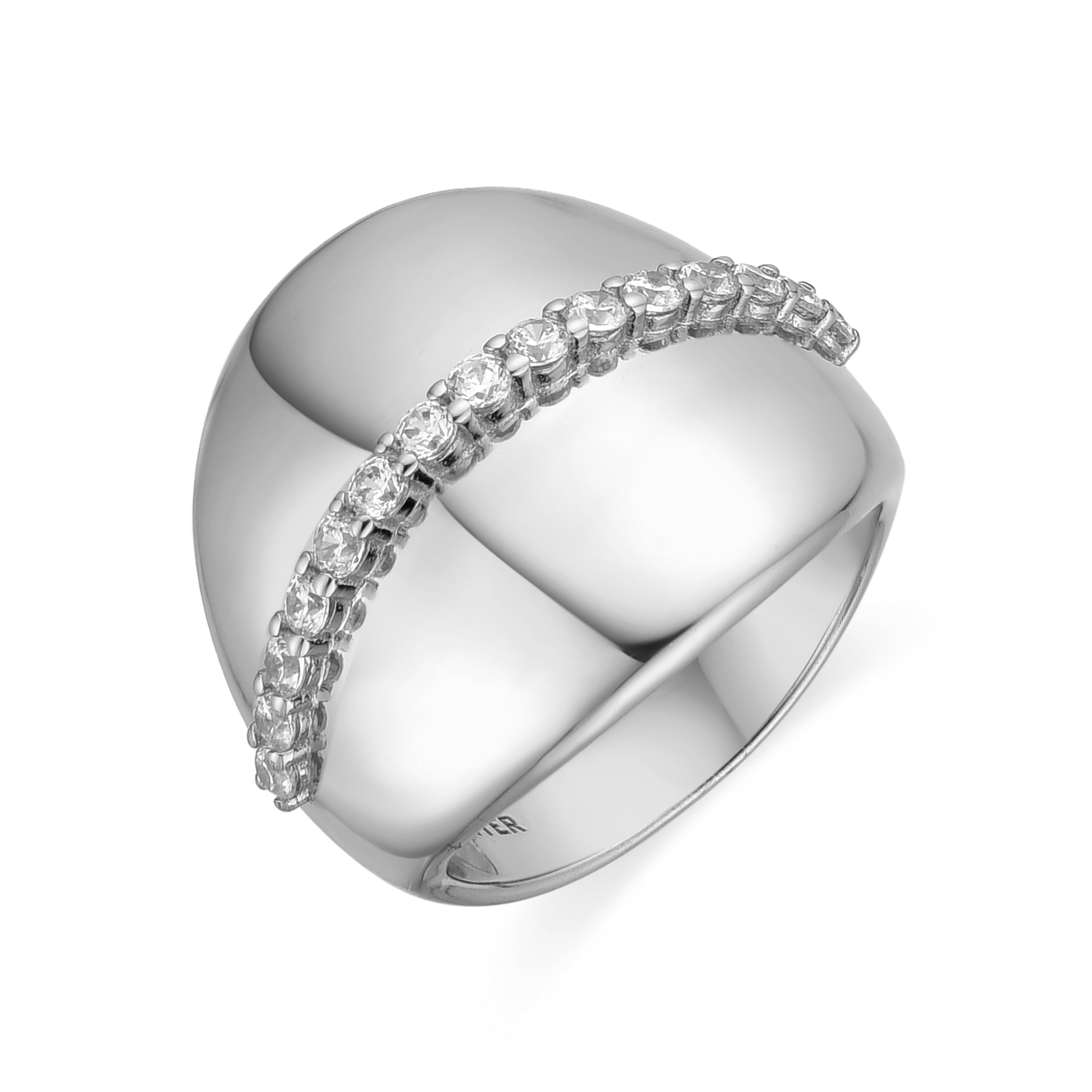 Anillo de Plata de Ley 925 y Circonita Brillante acabado rodio - Idel