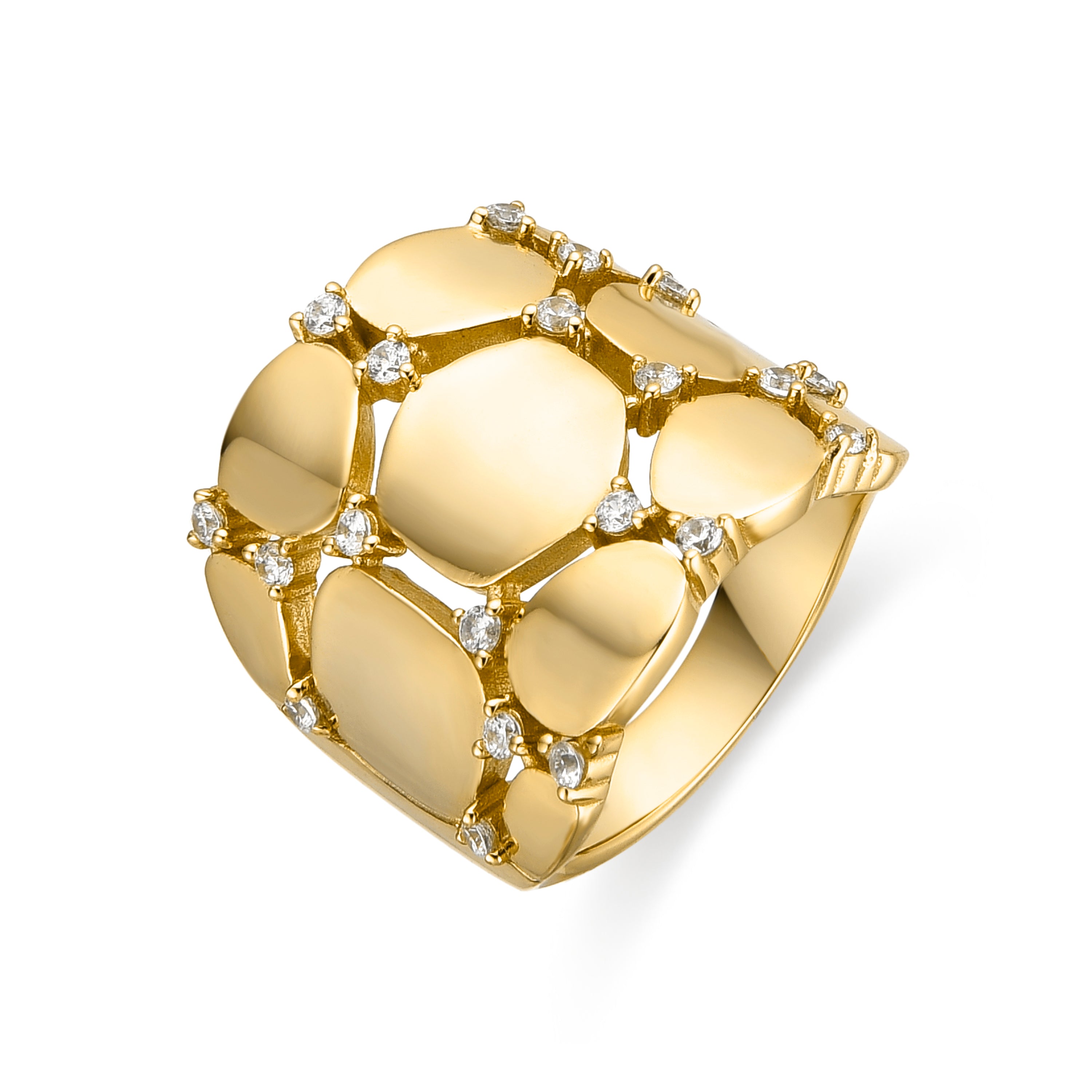 925er Sterlingsilberring mit funkelndem Zirkonia, 18k Gelbgold-Finish - Agrox