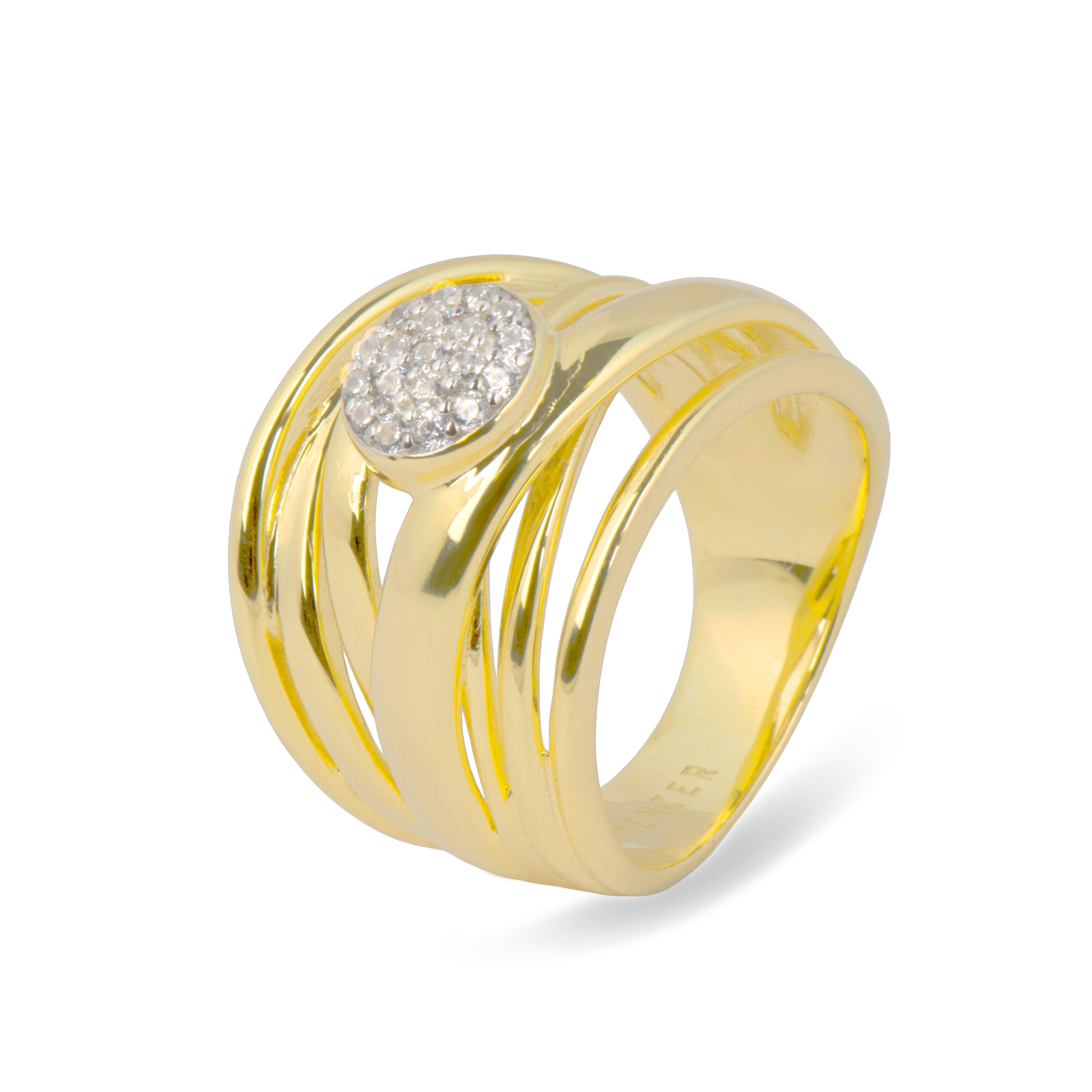 Anillo de Plata de Ley 925 y Circonita Brillante acabado en oro amarillo 18k - Kitsa