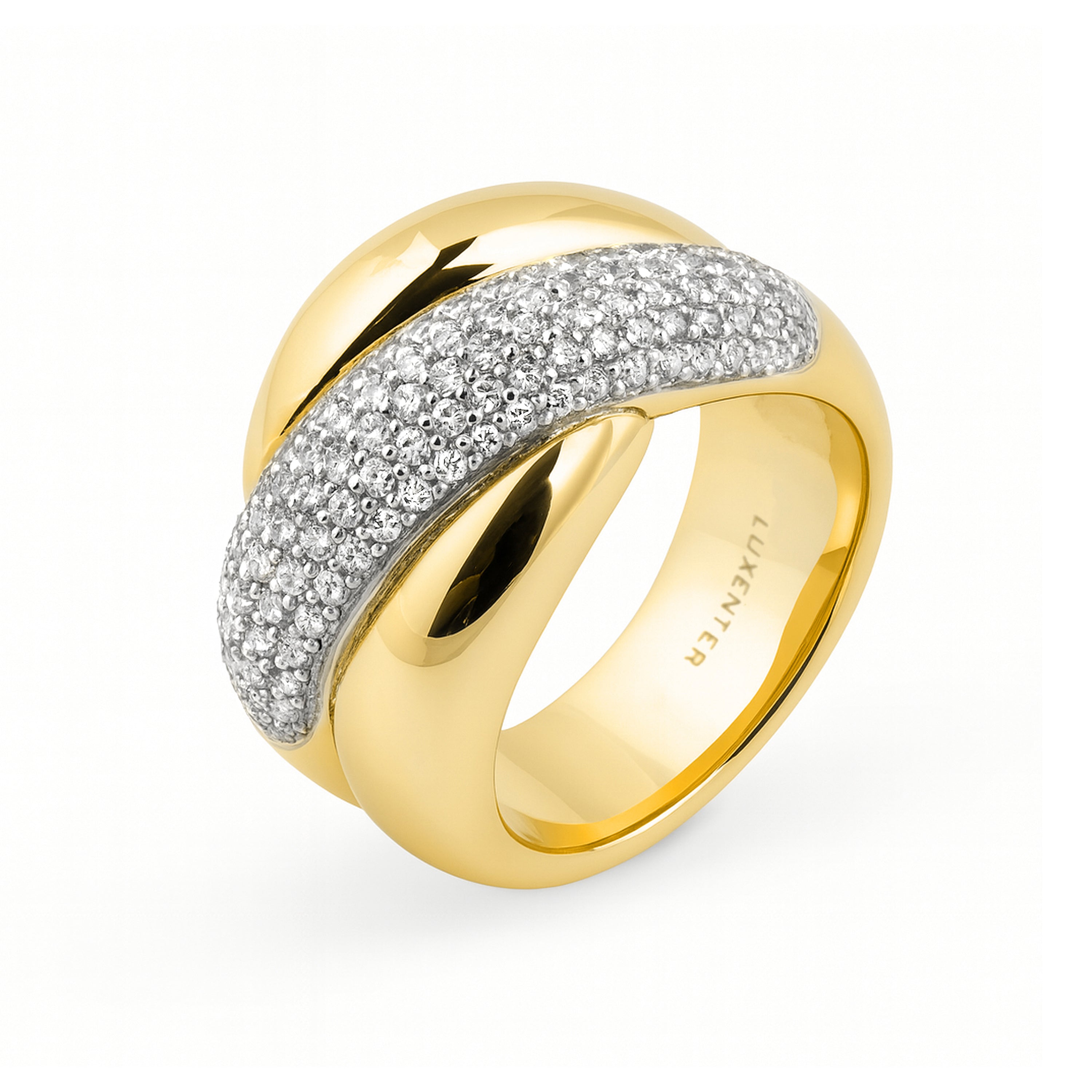 Anillo de Plata de Ley 925 y Circonita Brillante acabado en oro amarillo 18k - Finthane