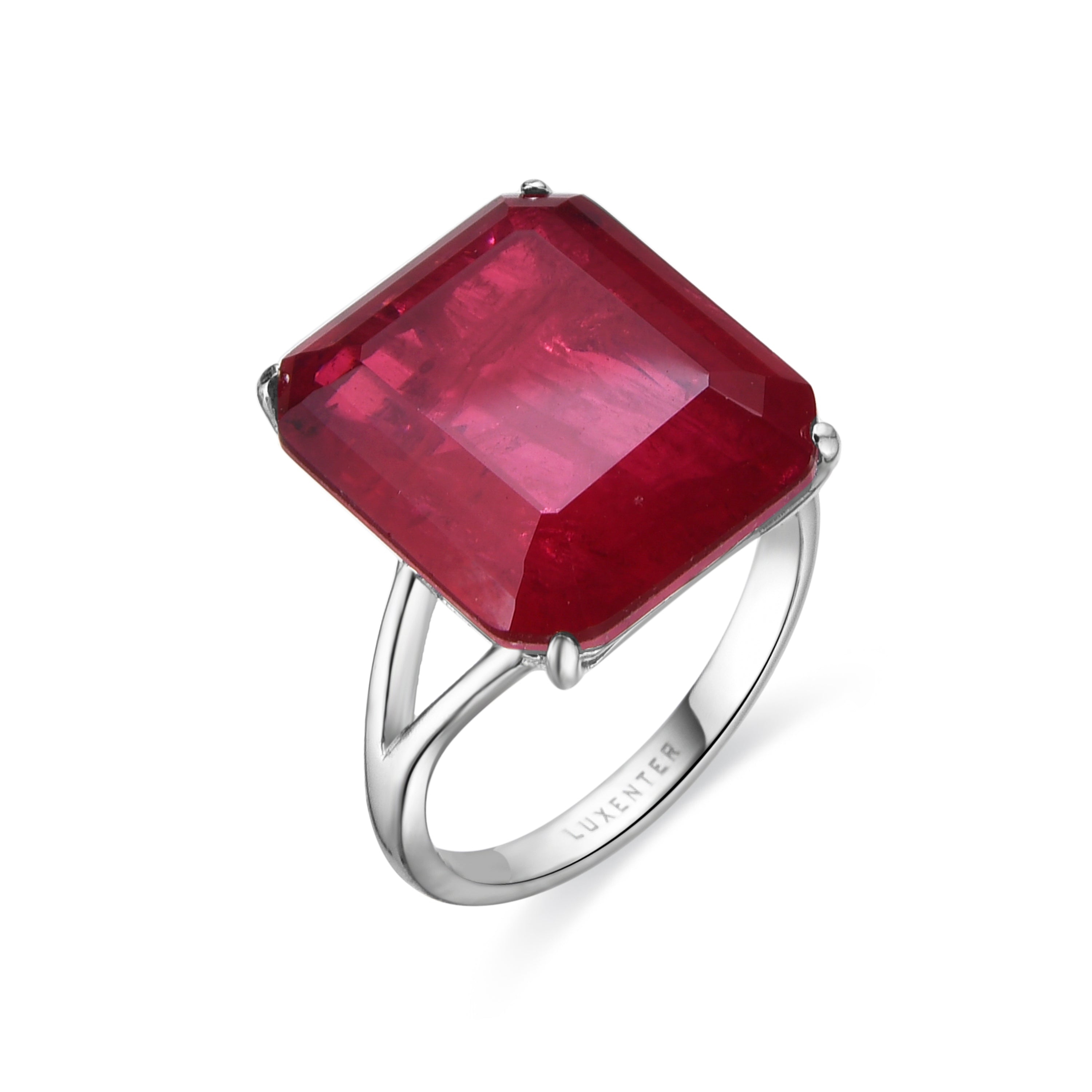 Anillo de Plata de Ley 925 y Circonita Zafiro Rosa acabado en rodio - Stebryt