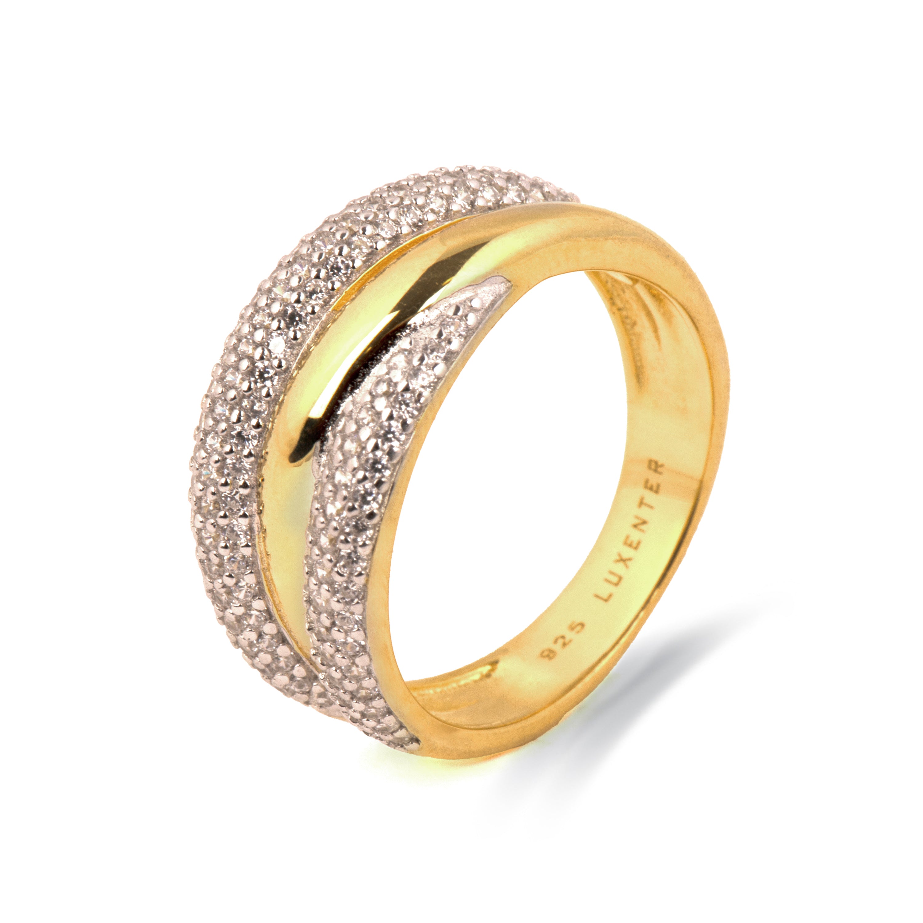 Anillo de Plata de Ley 925 y Circonita Brillante acabado en oro amarillo 18k - Kaon