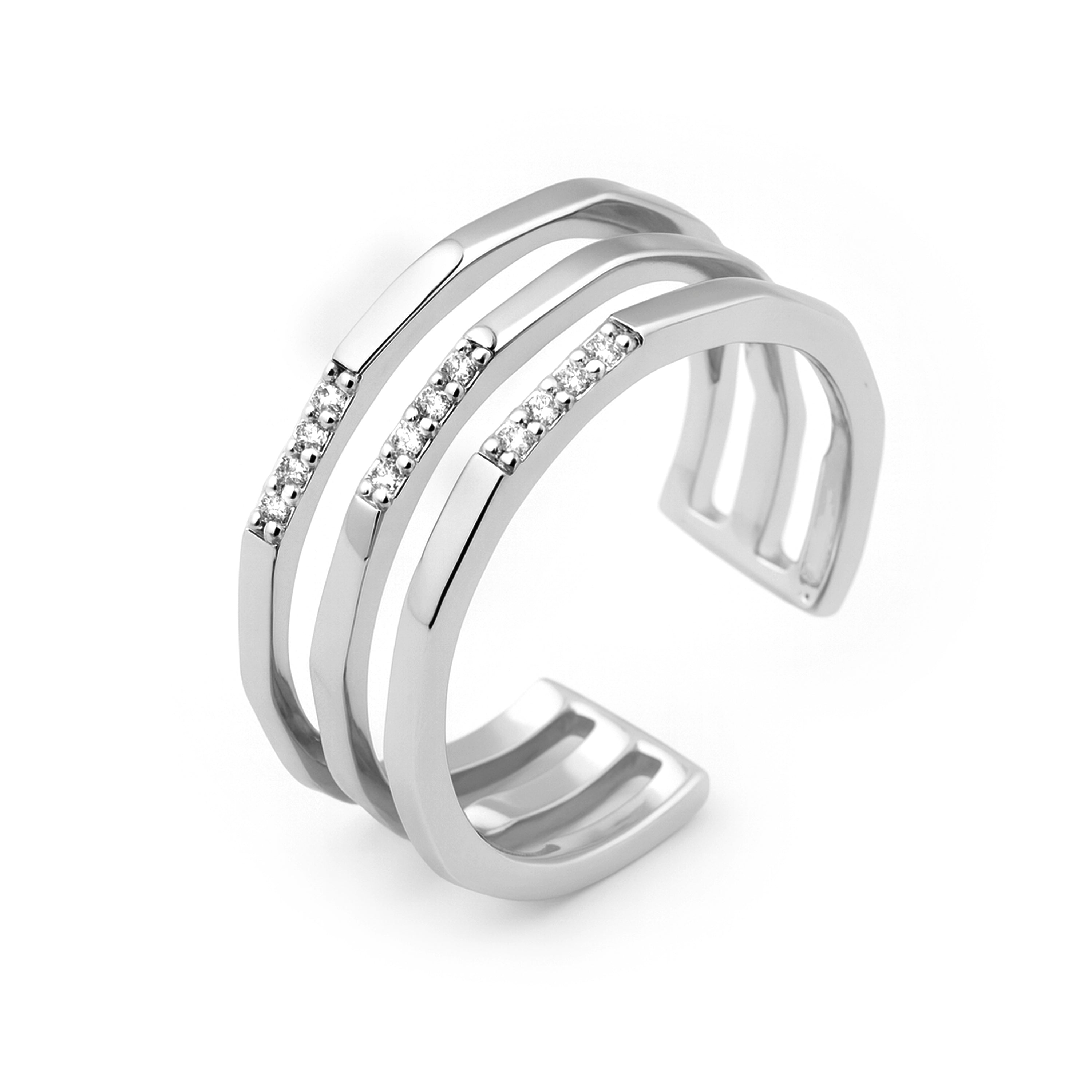 Anillo de Plata de Ley 925 y Circonita Brillante acabado en rodio - Zuwi