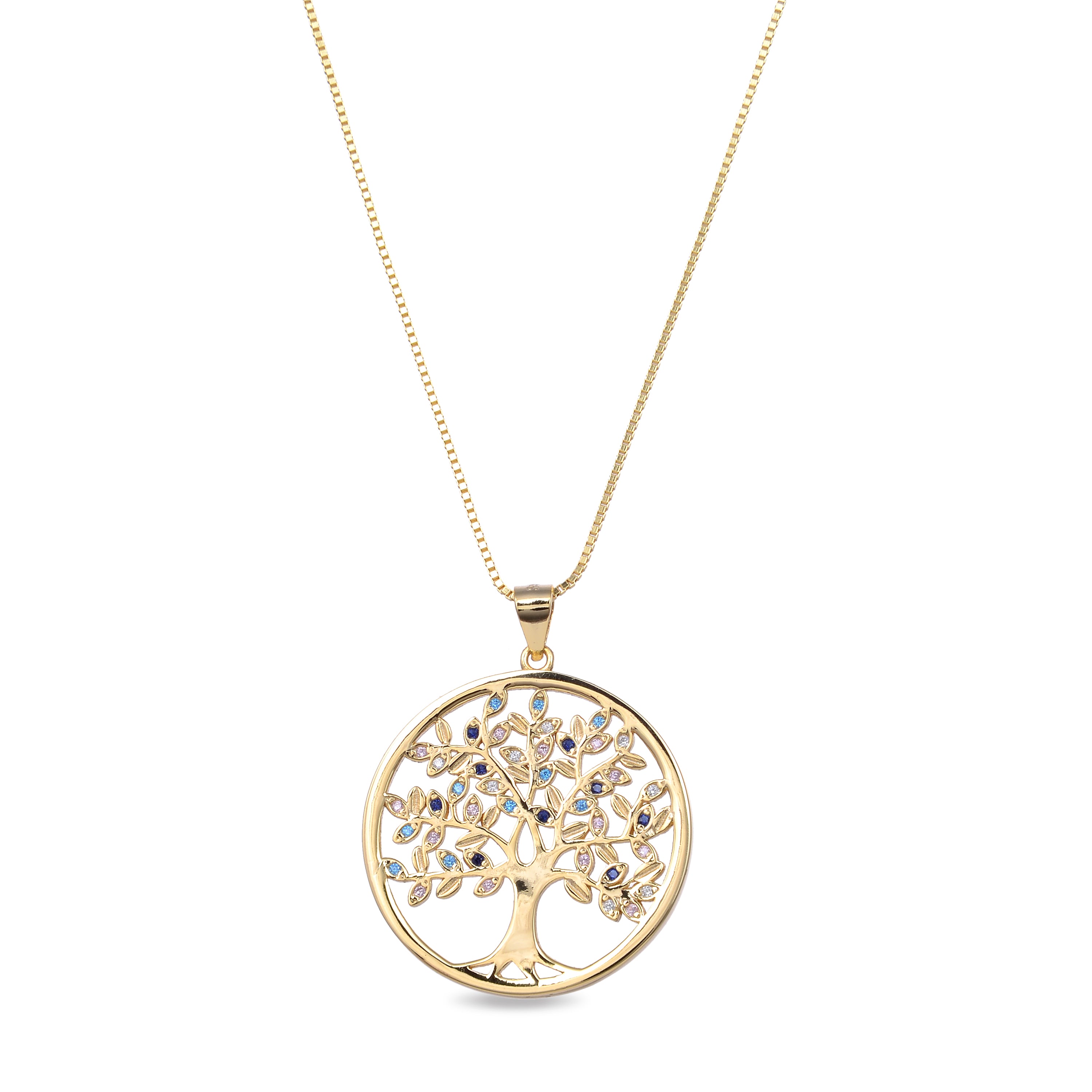 Collar de Plata de Ley 925 con Circonita Multicolor acabado en oro amarillo de 18K - Apriu