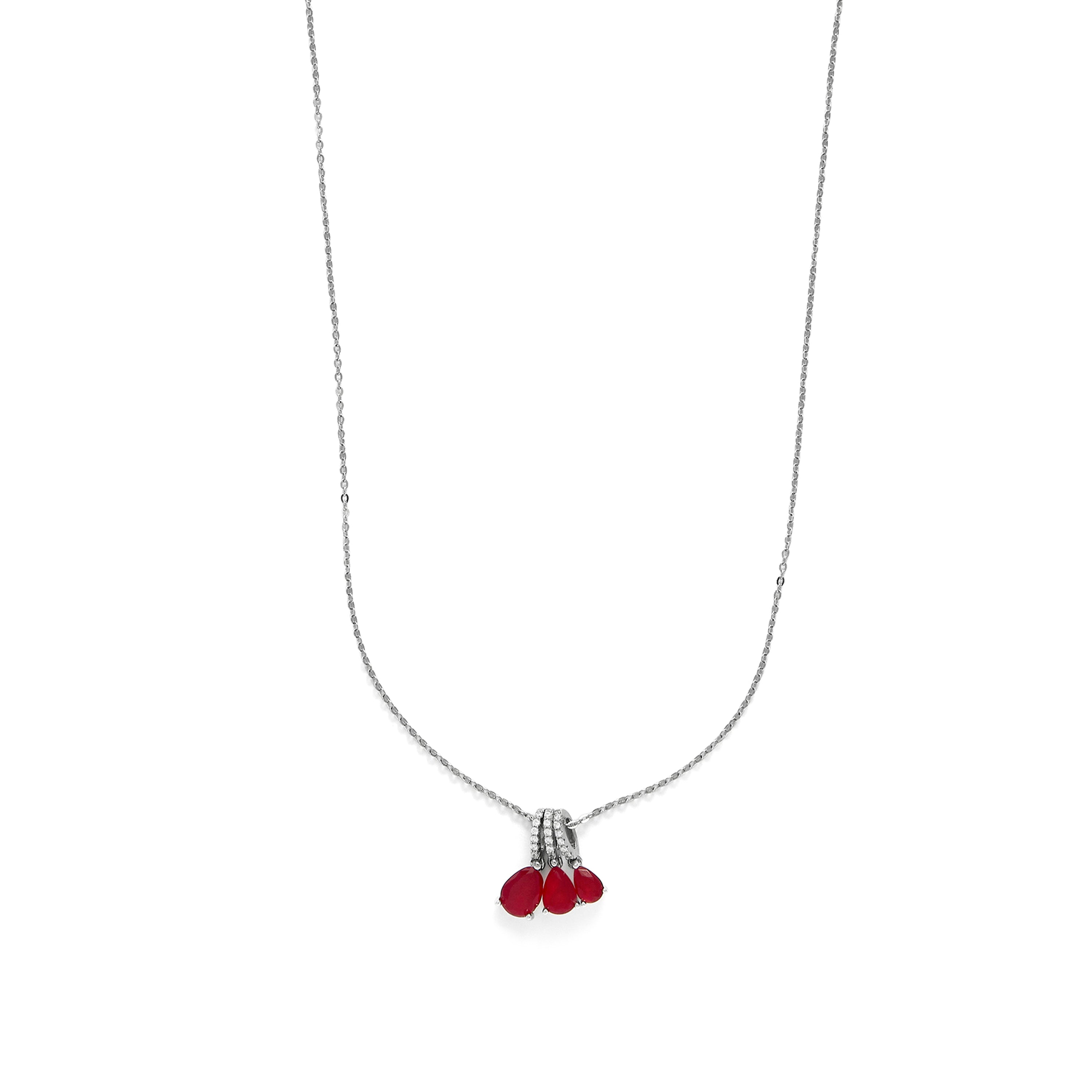 Collar de Plata de Ley 925 y Cuarzo Hidrotermal Cereza acabado en rodio - Kaiau