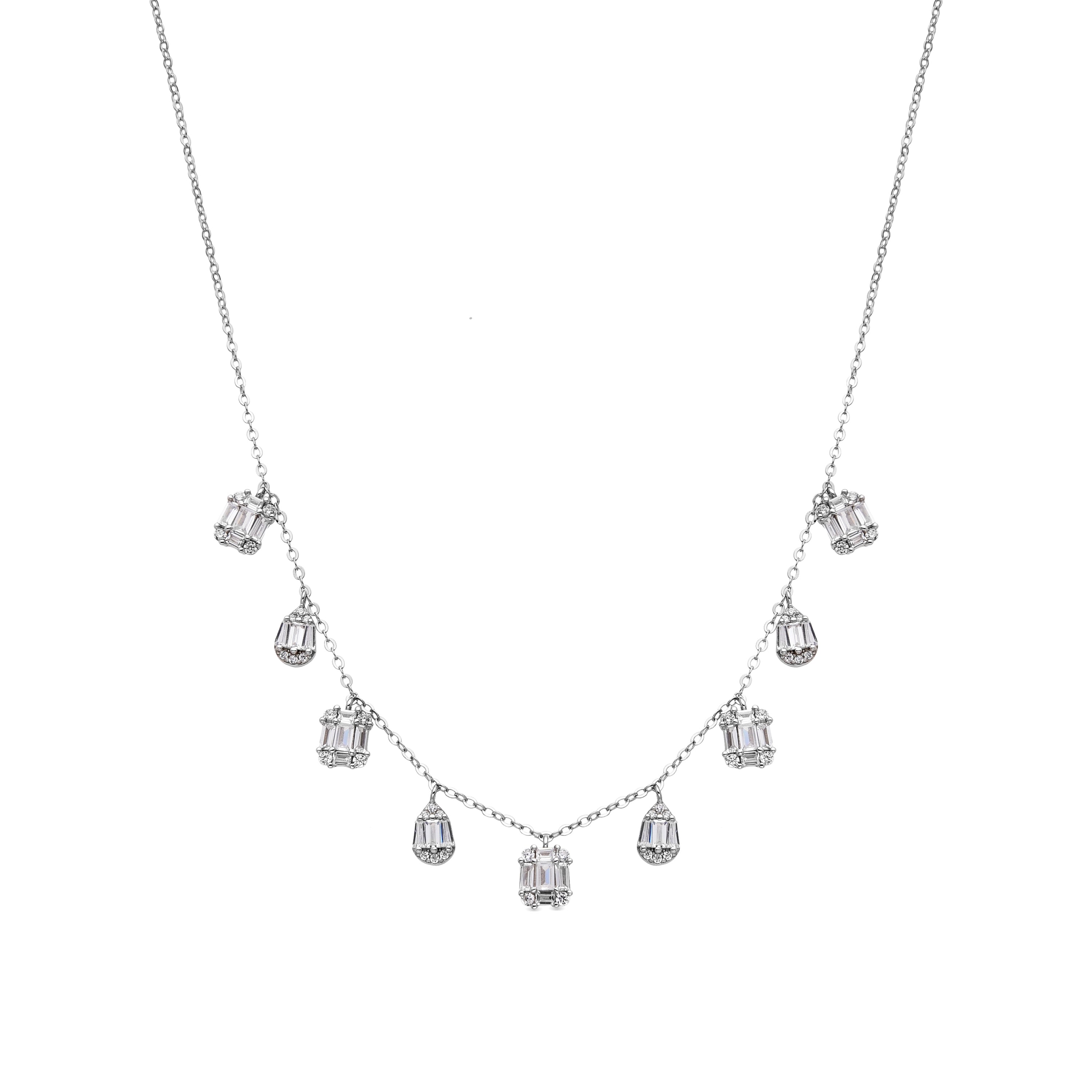 Collar de Plata de Ley 925 y Circonita Brillante acabado en rodio - Feihud