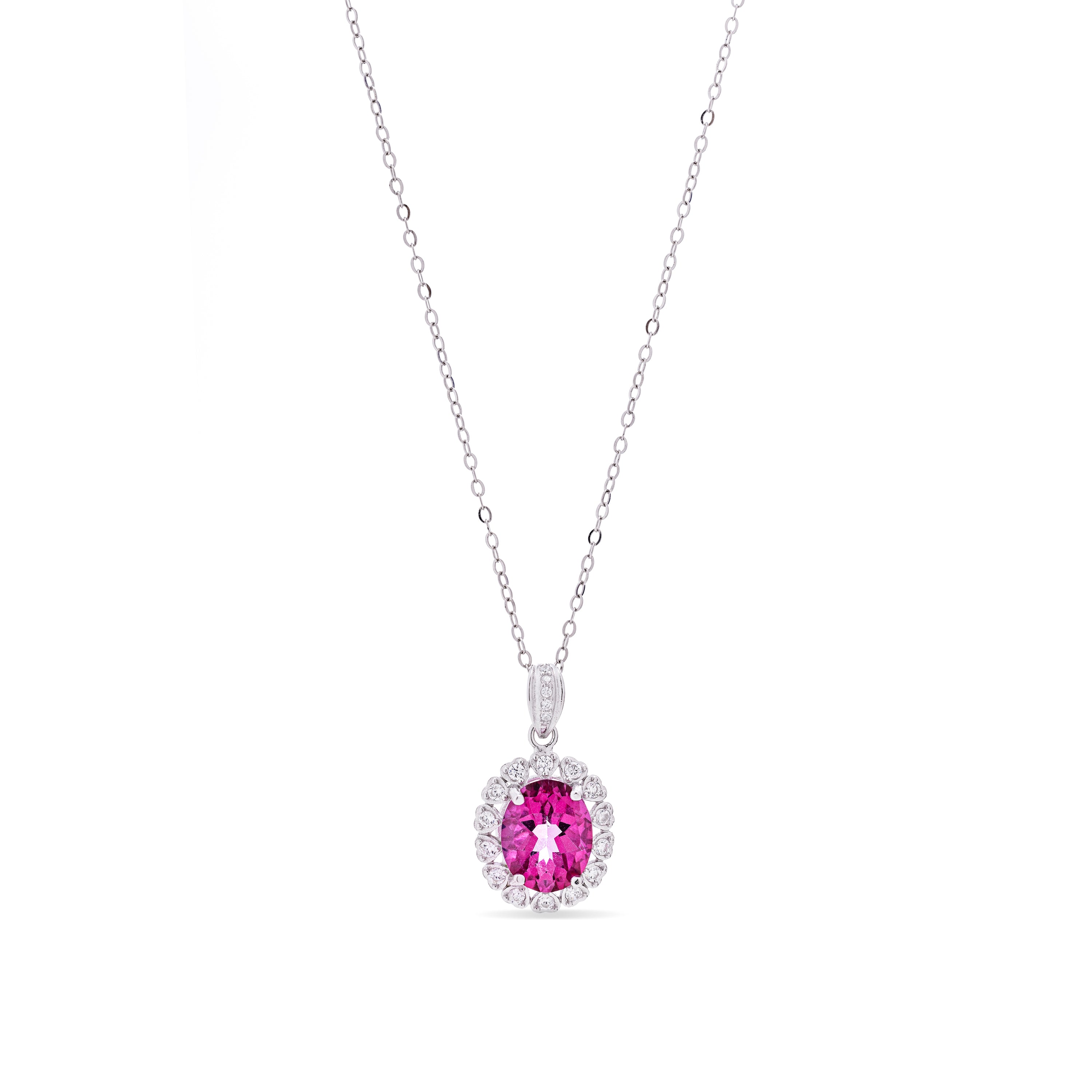 Collar de Plata de Ley 925 con Topacio Rosa Natural acabado en rodio - Lirian