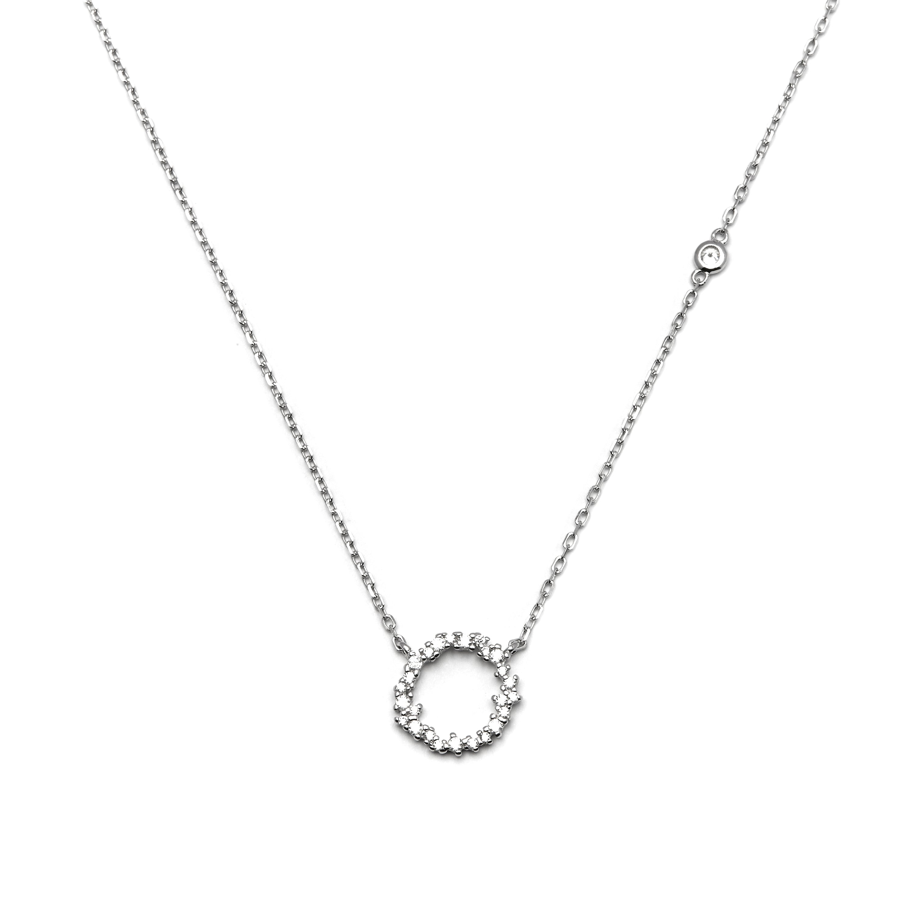 925 Sterling Silver Necklace with Brilliant Zirconia finished in Rhodium - Thilak