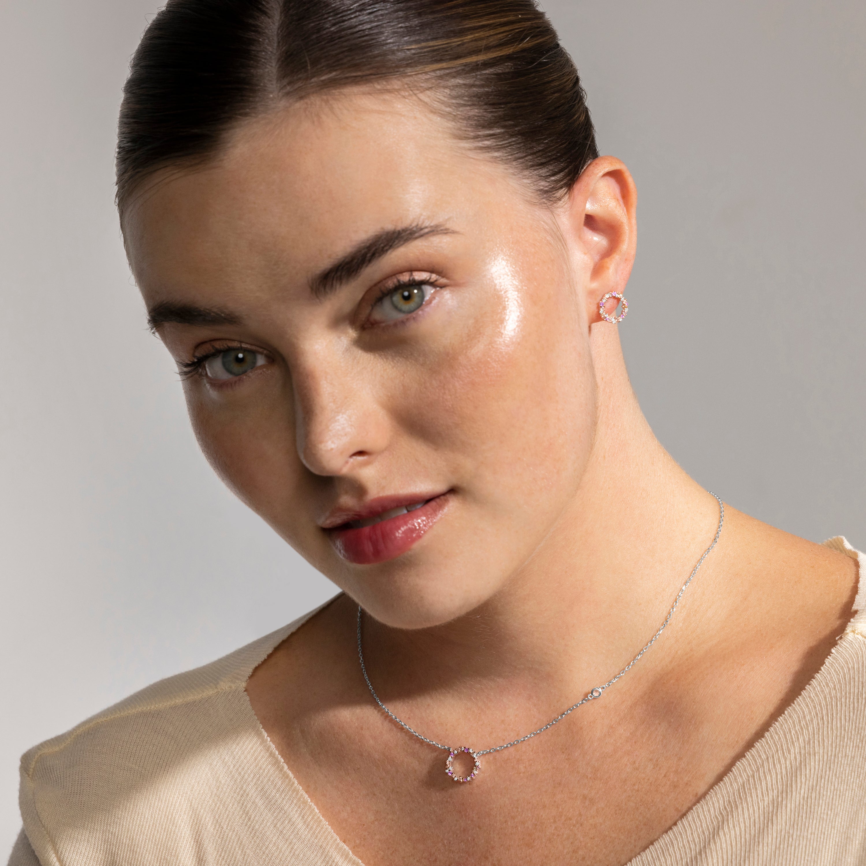 Collar de Plata de Ley 925 y Circonita Multicolor acabado en rodio - Thilak