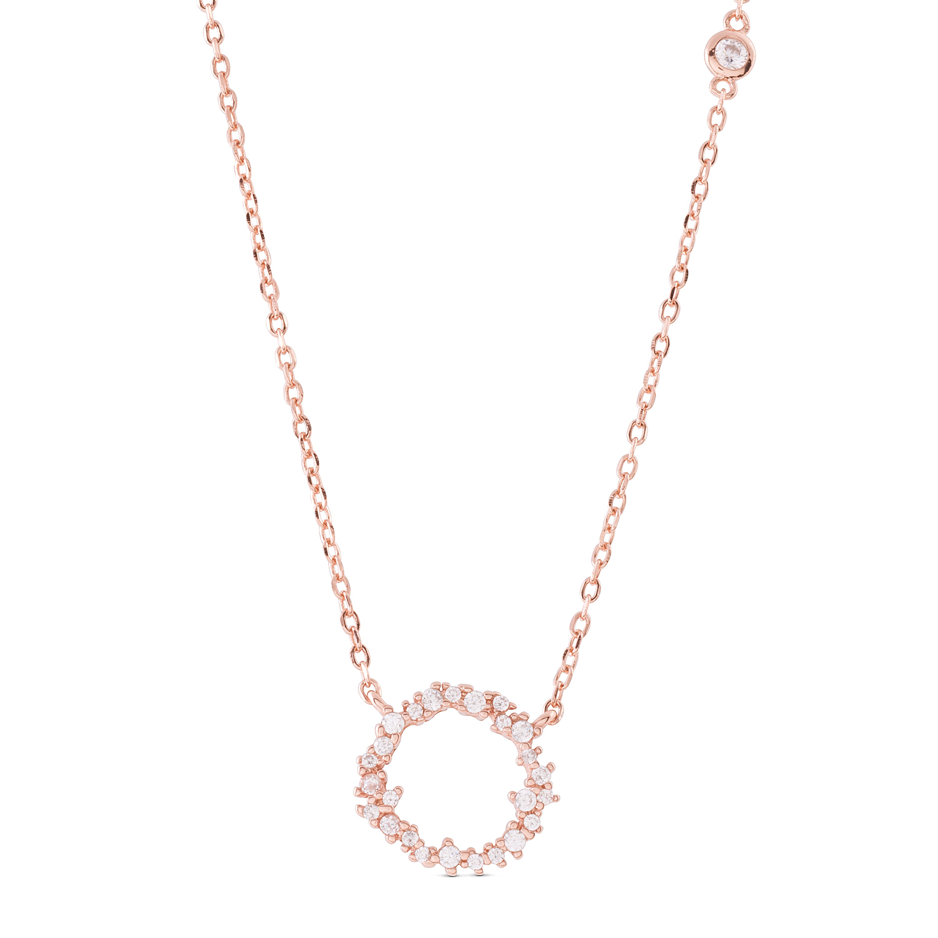 Collier en Argent Sterling 925 avec Zirconium Brillant fini en or rose 18K - Thilak