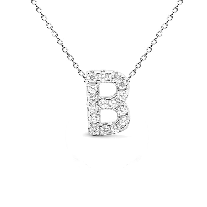 Collar de Plata de Ley 925 con Circonita Brillante acabado en rodio - Alphabet