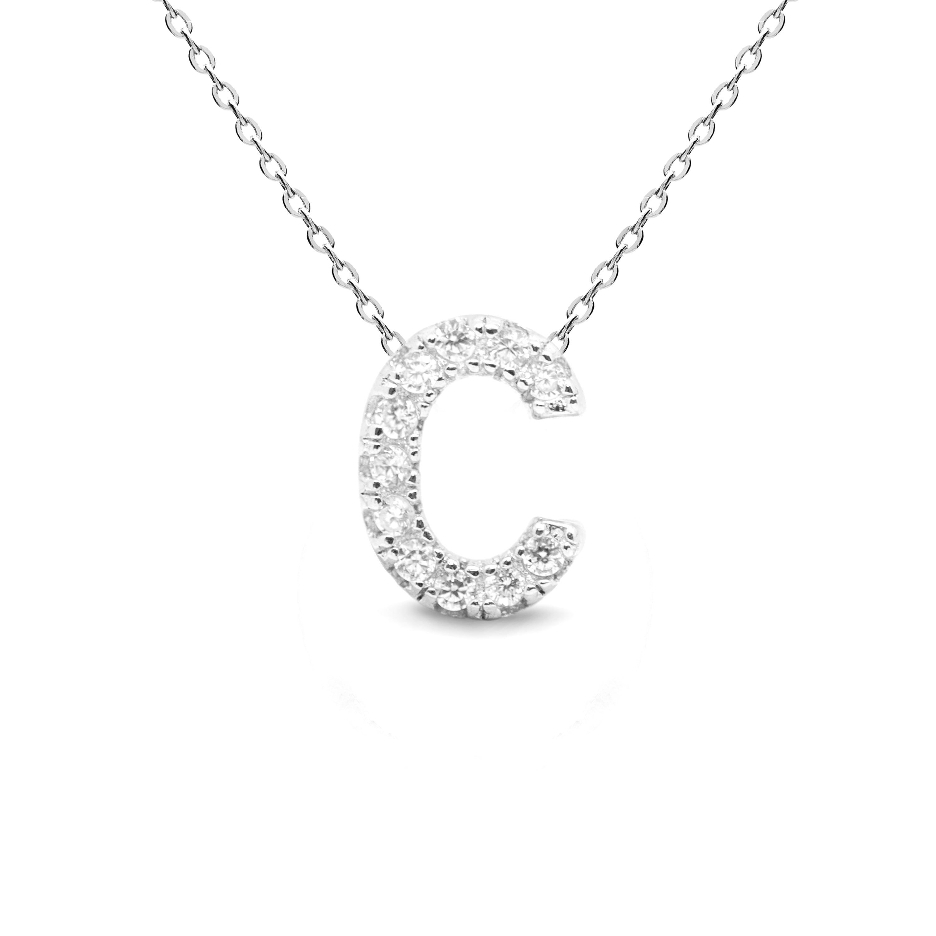 Collar de Plata de Ley 925 con Circonita Brillante acabado en rodio - Alphabet