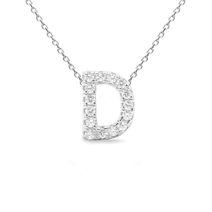 Collar de Plata de Ley 925 con Circonita Brillante acabado en rodio - Alphabet