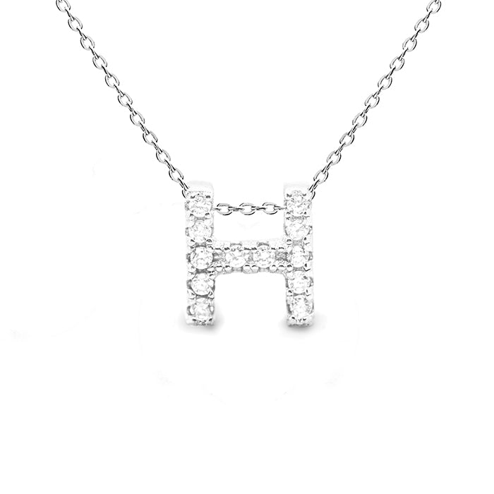 Collar de Plata de Ley 925 con Circonita Brillante acabado en rodio - Alphabet