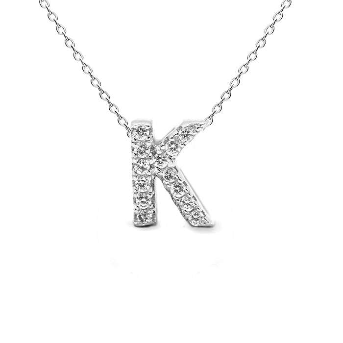 Collar de Plata de Ley 925 con Circonita Brillante acabado en rodio - Alphabet