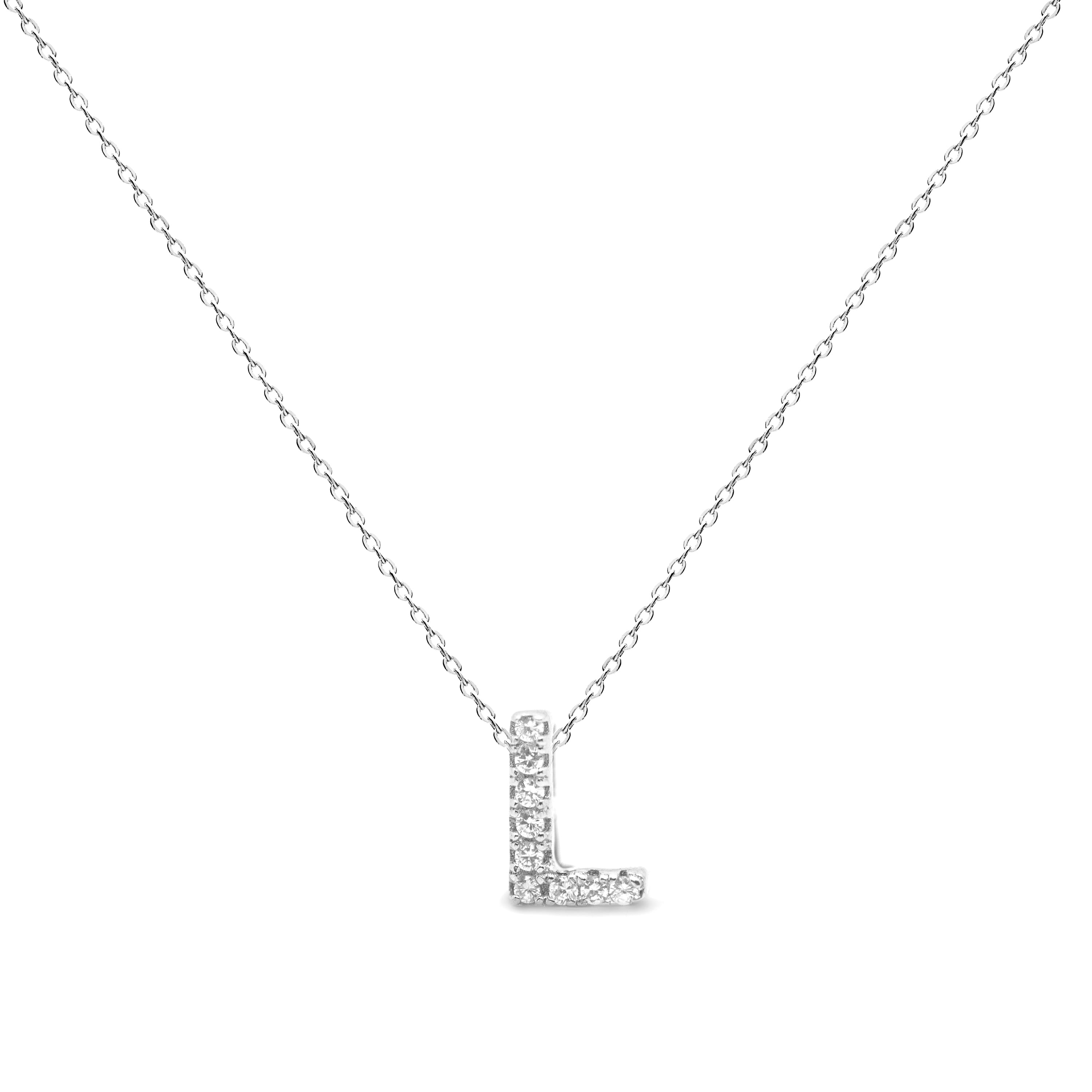 Collar de Plata de Ley 925 con Circonita Brillante acabado en rodio - Alphabet