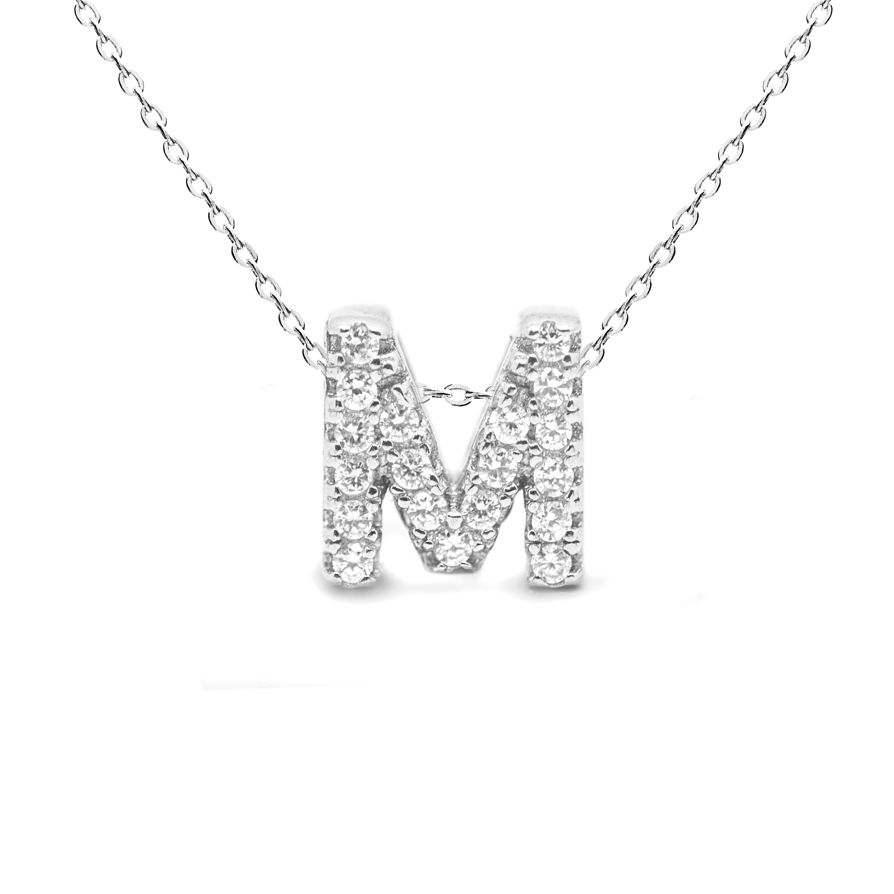 Collar de Plata de Ley 925 con Circonita Brillante acabado en rodio - Alphabet