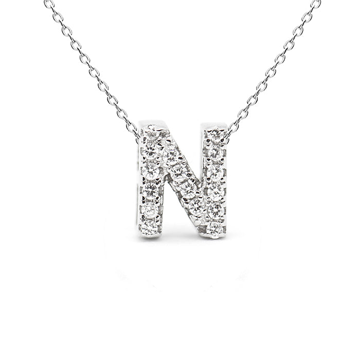 Collar de Plata de Ley 925 con Circonita Brillante acabado en rodio - Alphabet