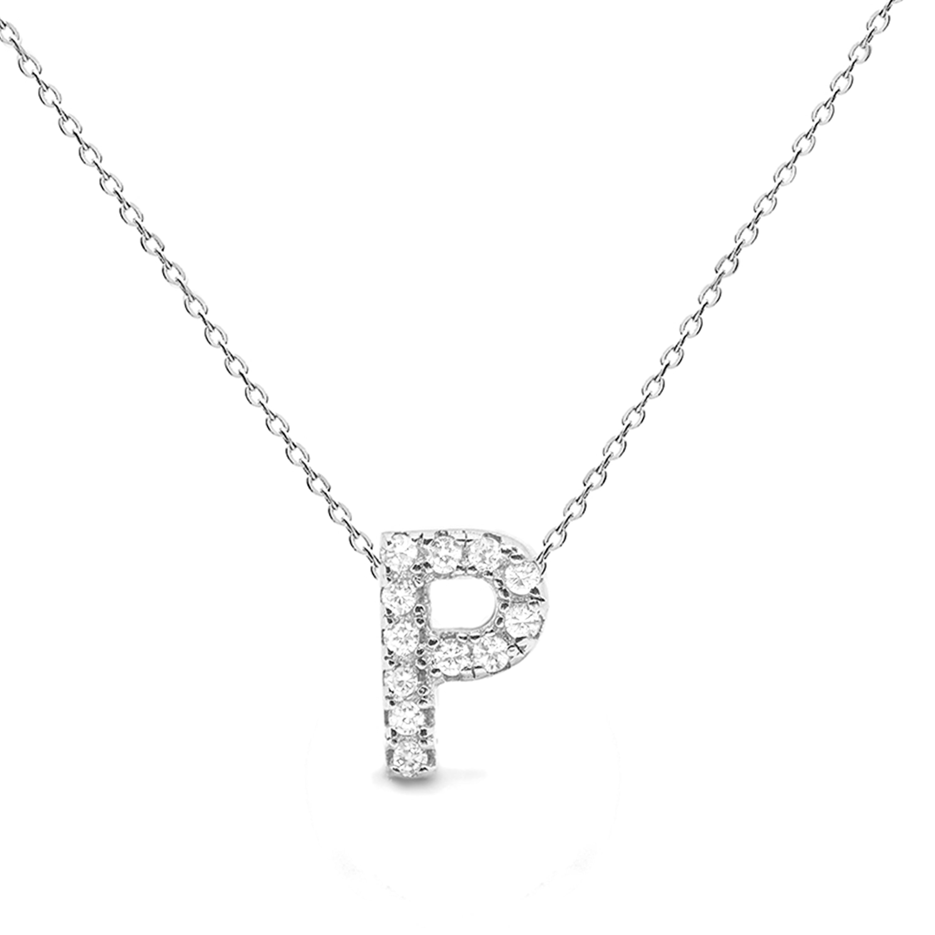 Collar de Plata de Ley 925 con Circonita Brillante acabado en rodio - Alphabet