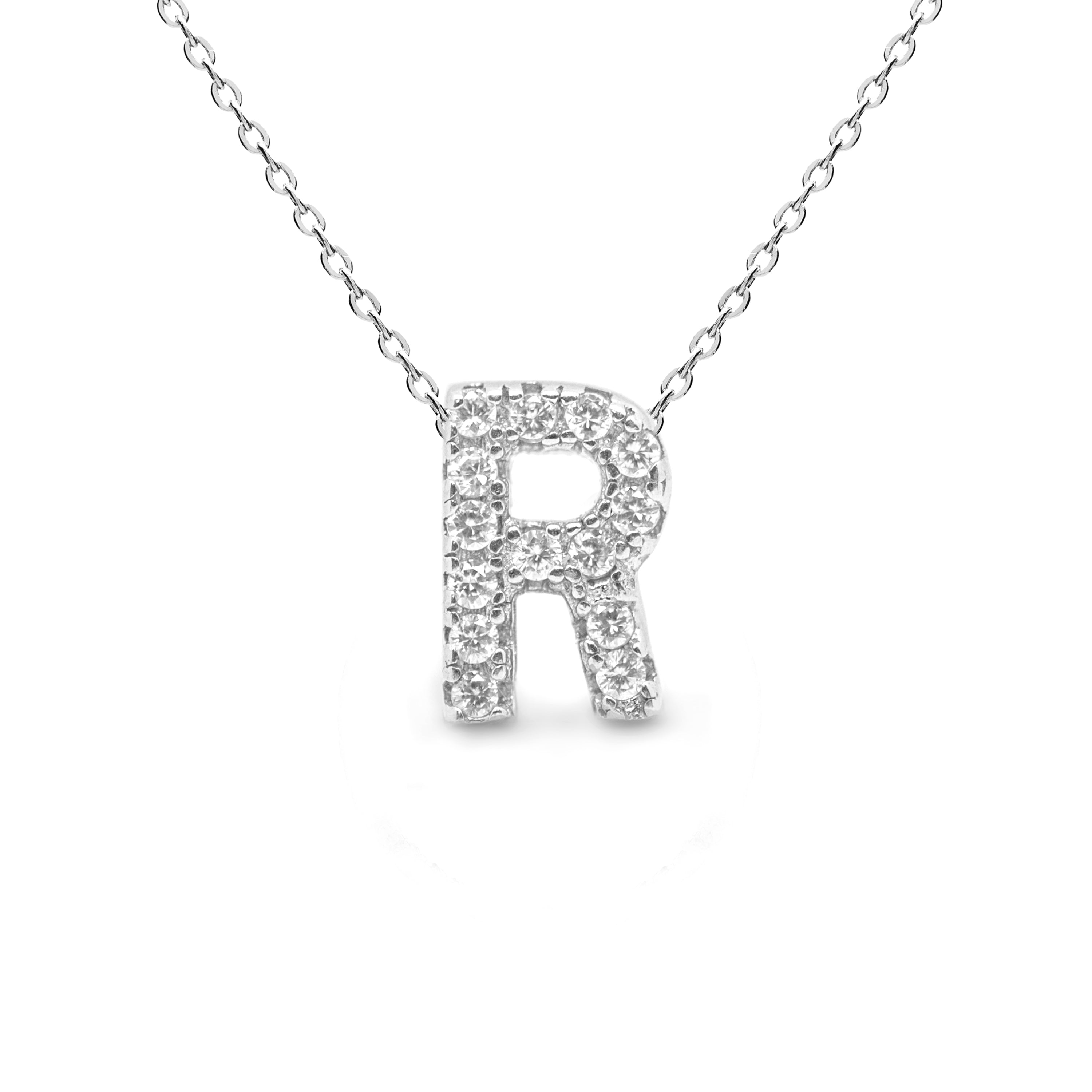 Collar de Plata de Ley 925 con Circonita Brillante acabado en rodio - Alphabet